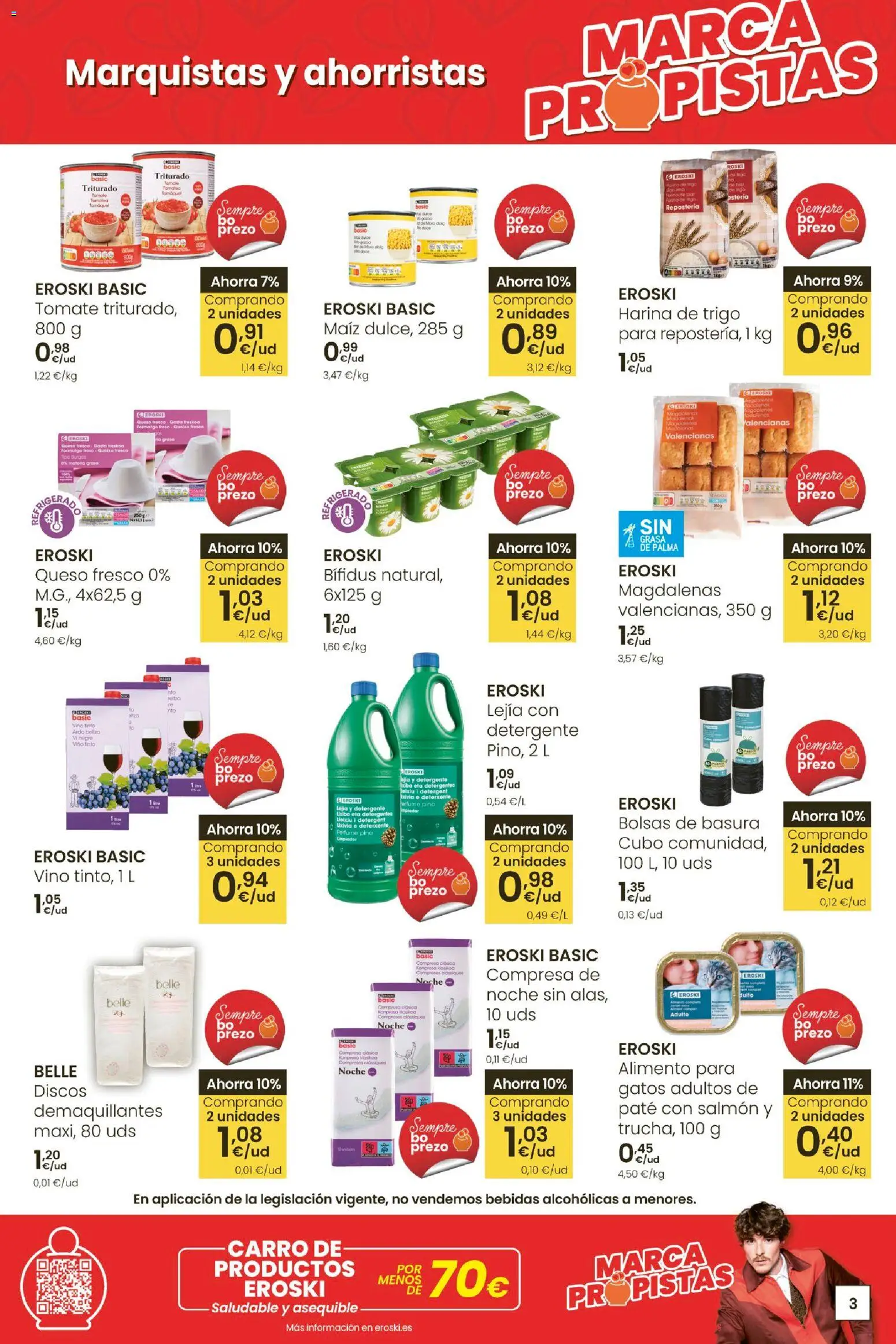 Eroski - Oferta 3x2 │ válido desde el 30.10.2025 | Página: 3 | Productos: Detergente, Vino, Queso fresco, Paté