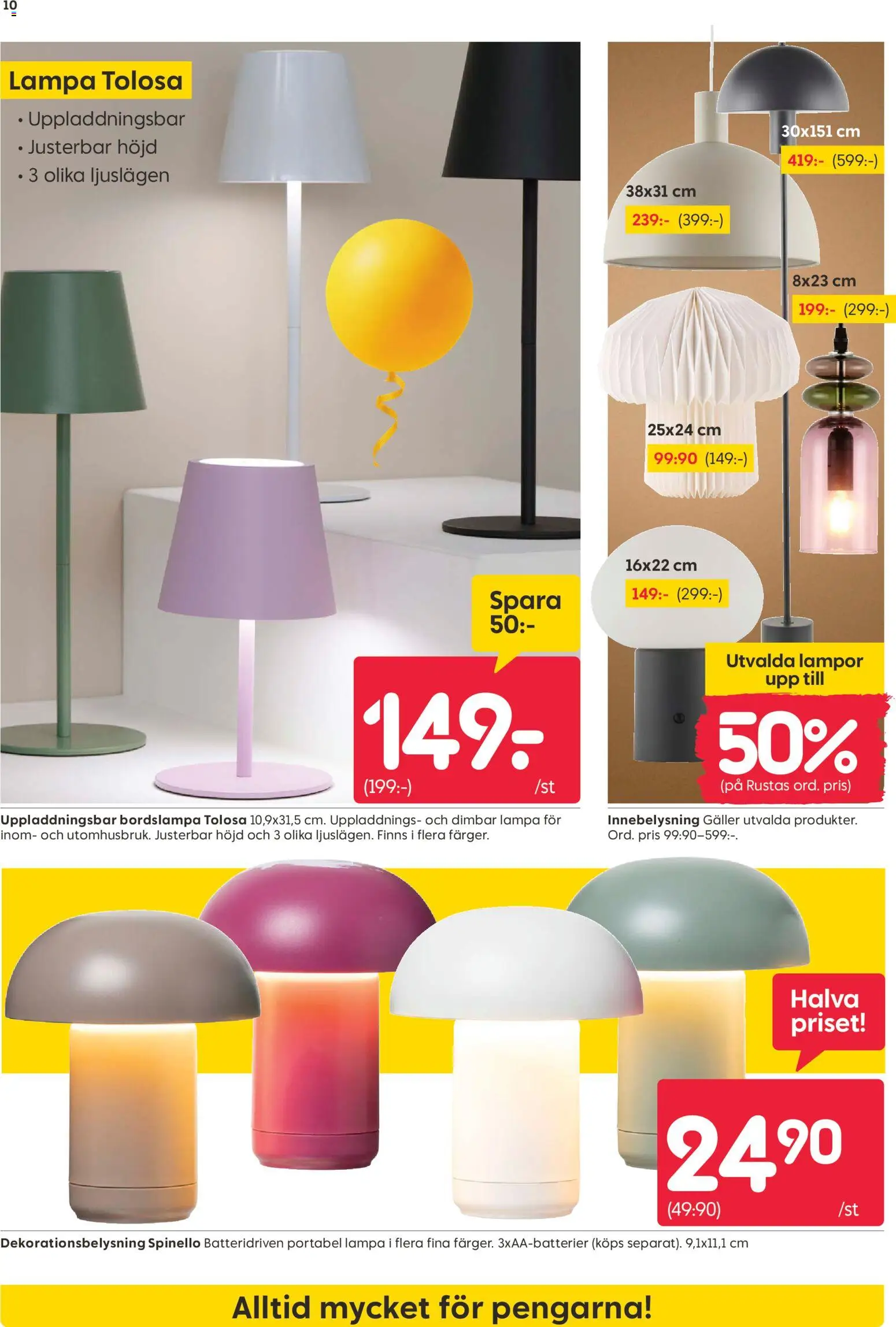 Rusta reklamblad aktuell från 13.04.2026 | Sida: 10 | Produkter: Bordslampa, Galler, Lampa