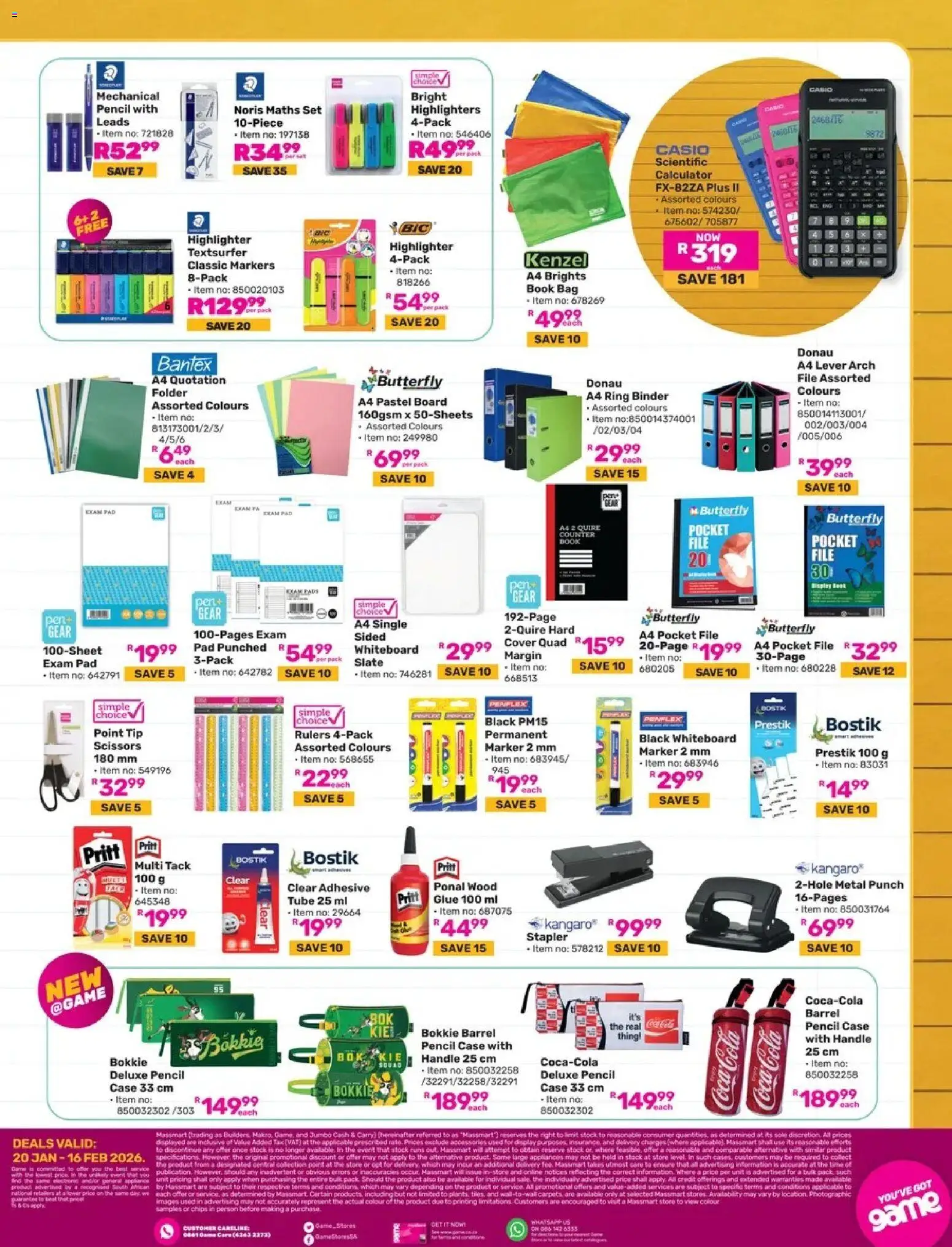 Game - Catalogue Back To Varsity valid from 20.01.2026 | Page: 15 | Products: Calculator, Case, Highlighter, Bag