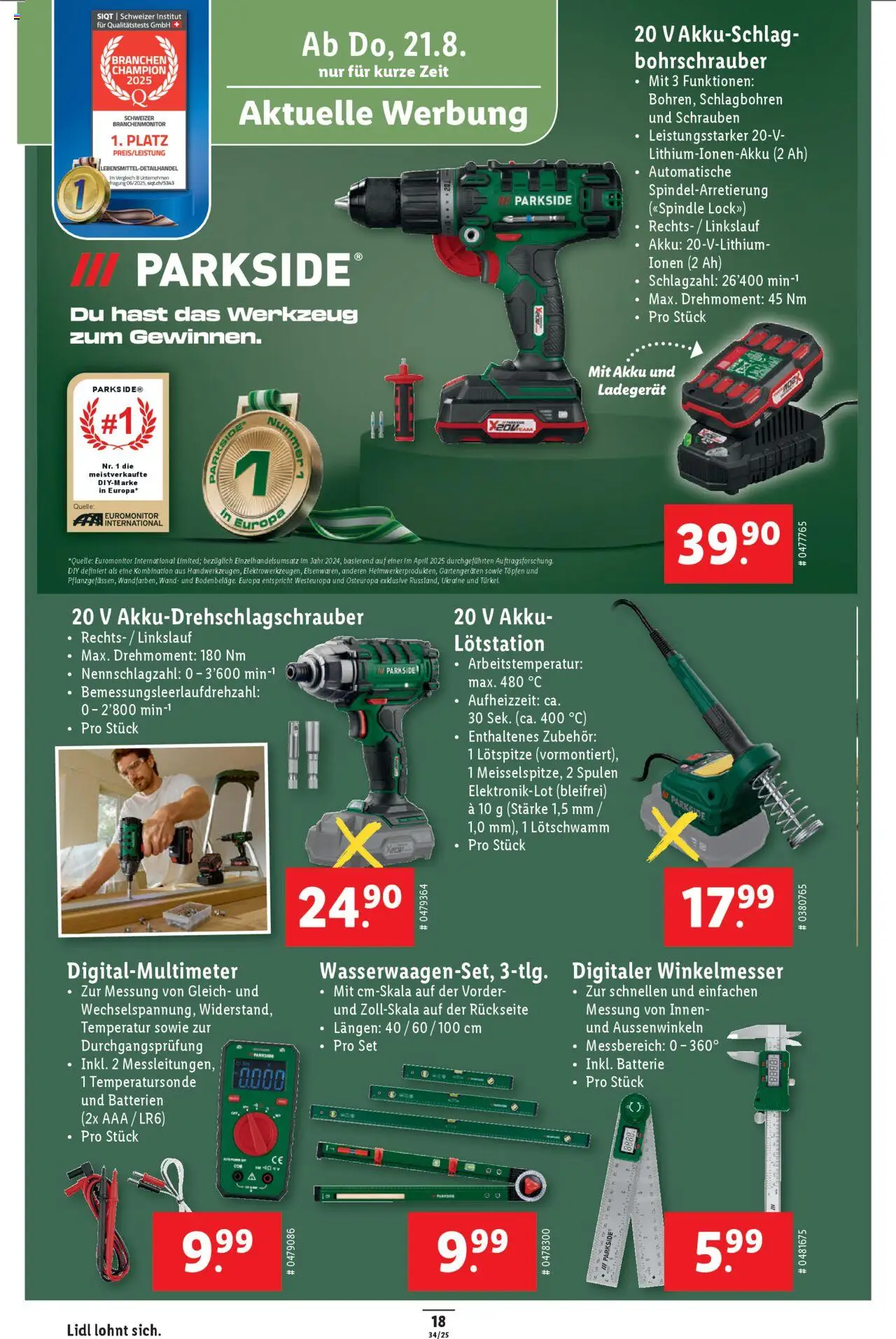 Lidl Aktionen ab 21.08.2025 | Seite: 20 | Produkte: Batterie, Ladegerät