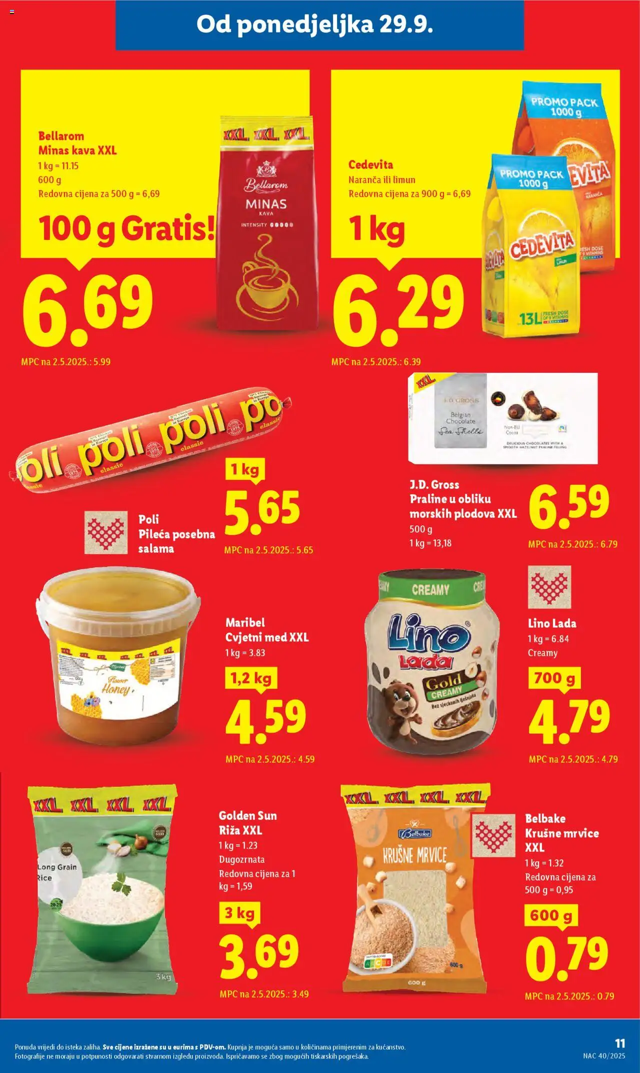 Lidl katalog | vrijedi od 29.09.2025 | Stranica: 11 | Proizvodi: Med, Krušne mrvice, Limun, Cedevita