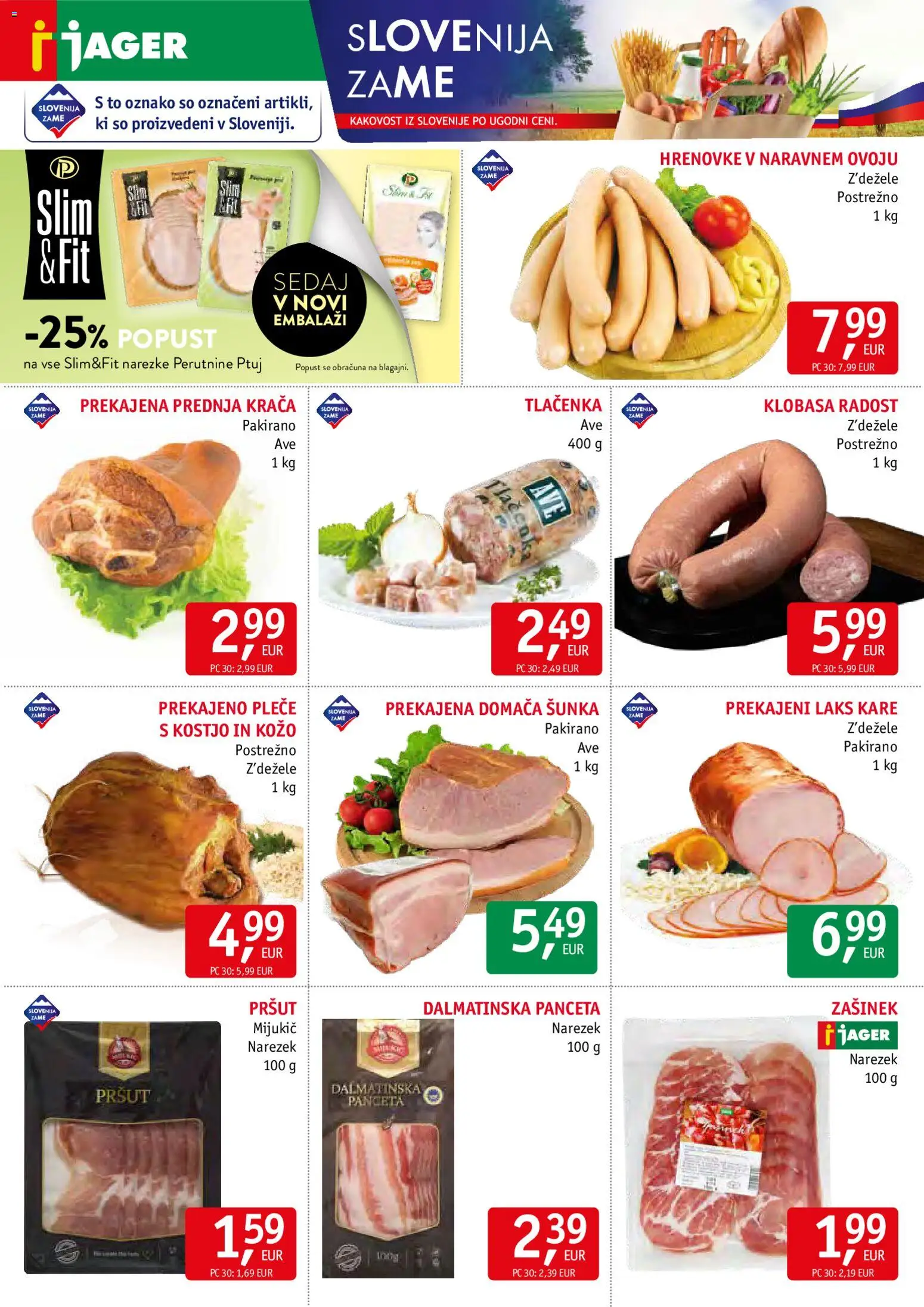 Novi Jager katalog ponudbe – veljaven od 04.03.2026 | Stran: 2 | Izdelki: Pršut, Panceta, Narezek, Sunka