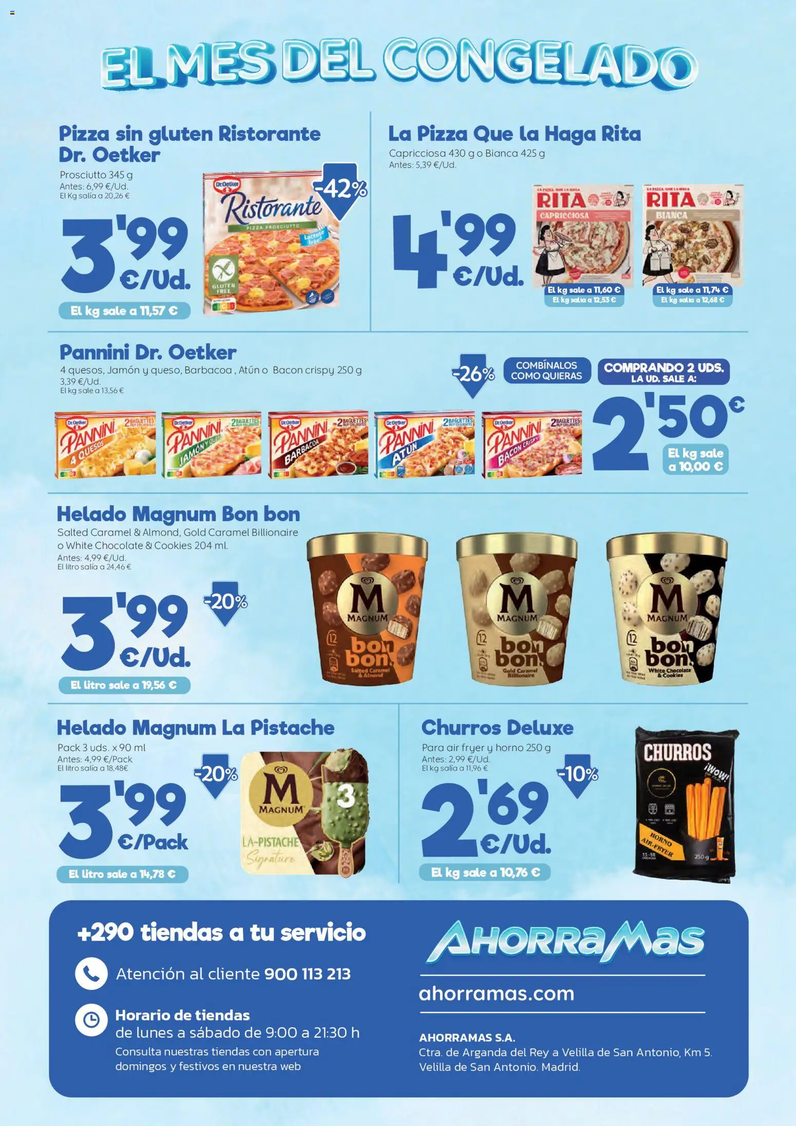 AhorraMas El mes del congelado │ válido desde el 26.02.2026 | Página: 4 | Productos: Chocolate, Jamón, Pizza, Helado