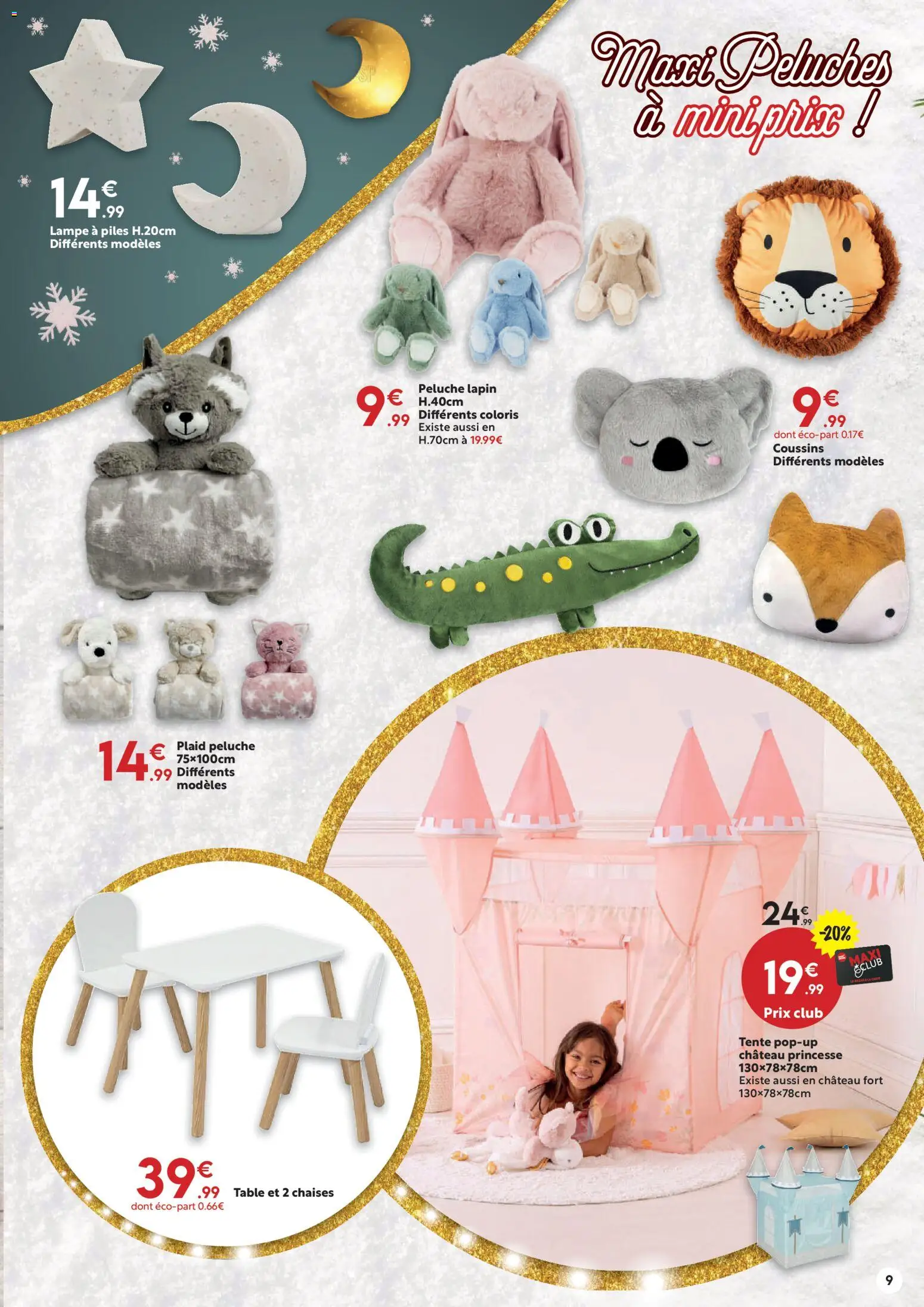 {H1} | Page: 9 | Produits: Tente, Lapin, Lampe, Piles