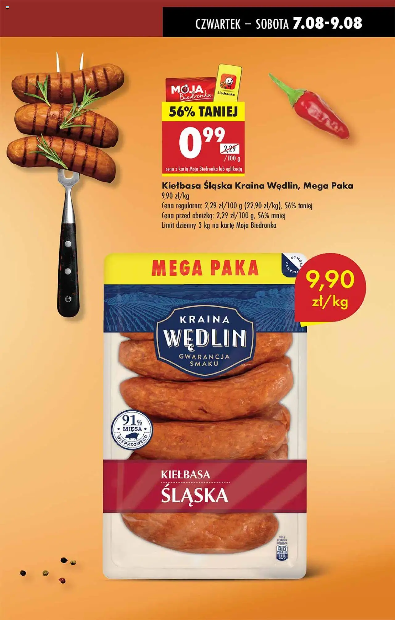 Biedronka gazetka - Oferta W tym tygodniu od 07.08.2025 | Strona: 5 | Produkty: Kiełbasa, Karta, Kiełbasa śląska