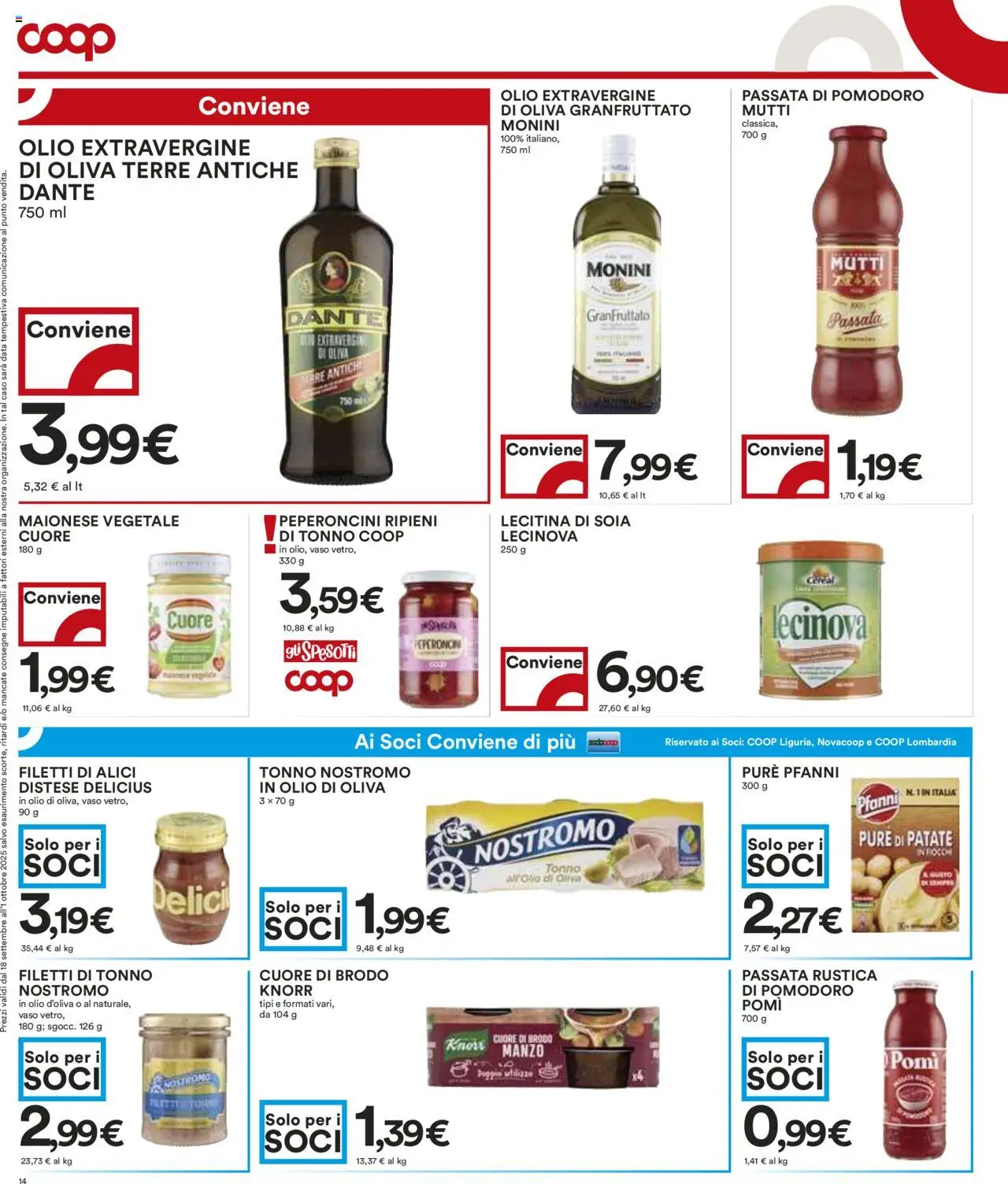 Volantino COOP del 18.09.2025 | Pagina: 14 | Prodotti: Manzo, Maionese, Pomodoro, Mutti