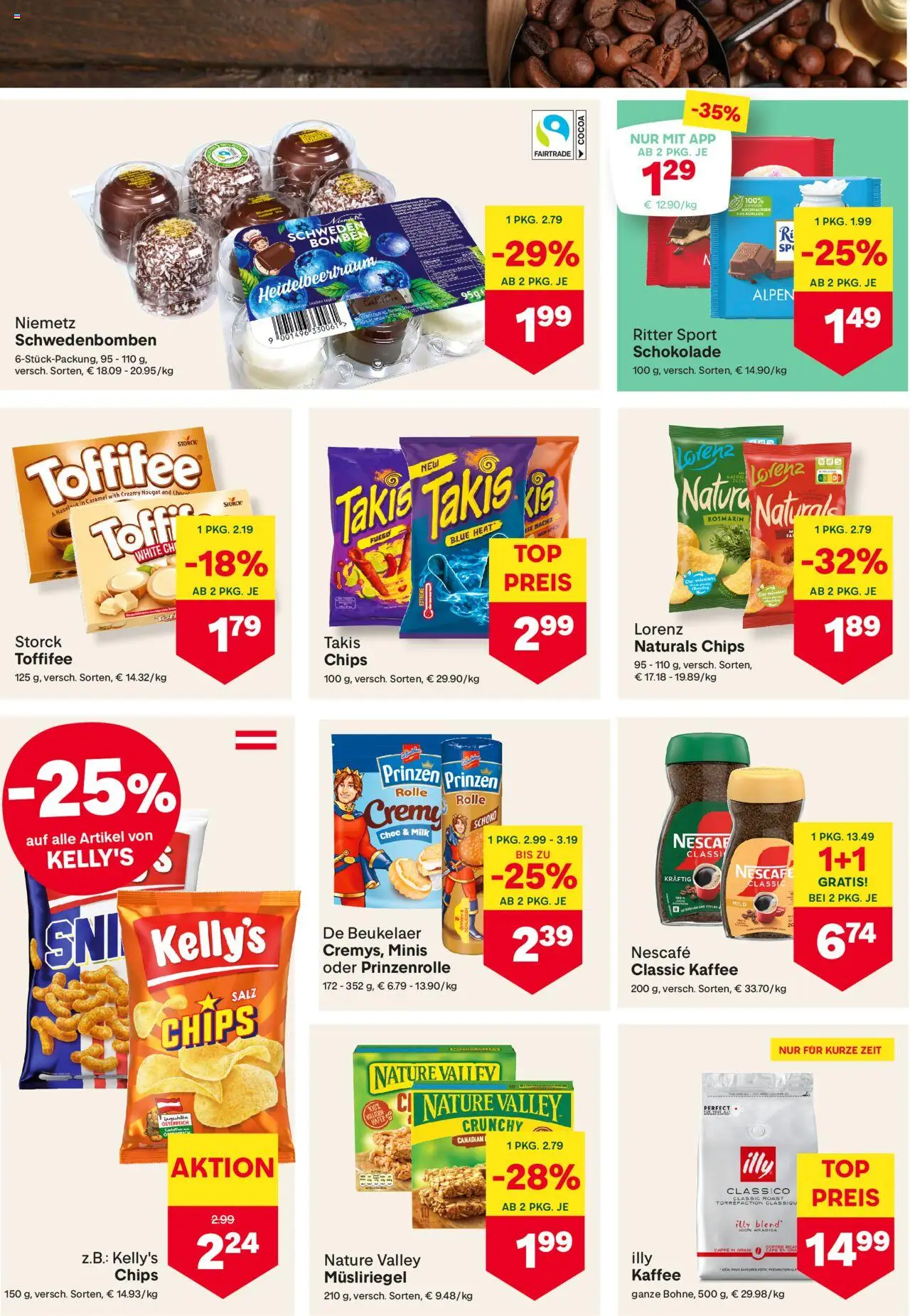MPREIS Flugblatt gültig ab 28.08.2025 | Seite: 8 | Produkte: Chips, Salz, Kaffee, Schokolade