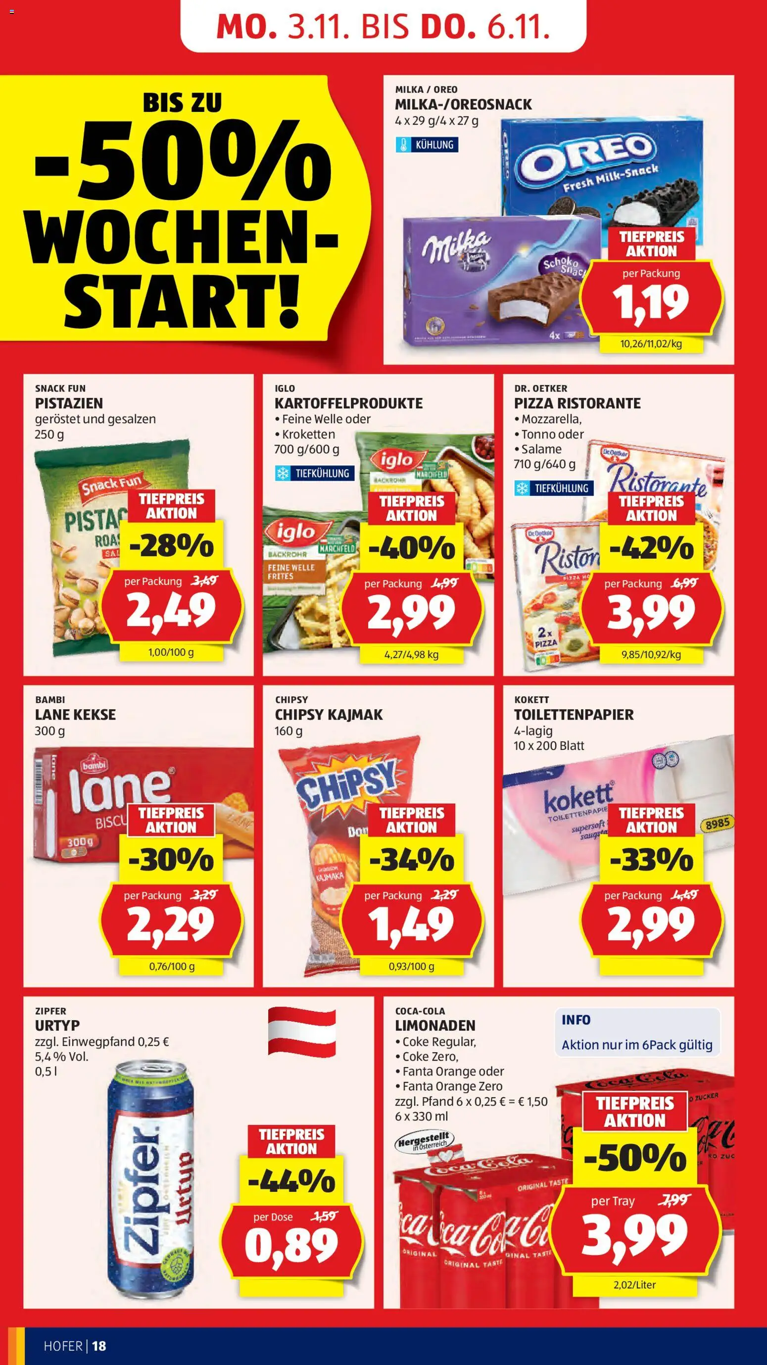 Hofer Flugblatt gültig ab 30.10.2025 | Seite: 20 | Produkte: Kekse, Zucker, Pizza