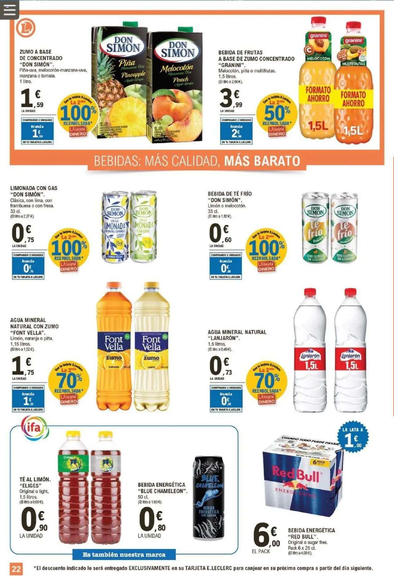 E.Leclerc folleto │ válido desde el 13.08.2025 | Página: 22 | Productos: Lima, Piña, Manzana, Limonada