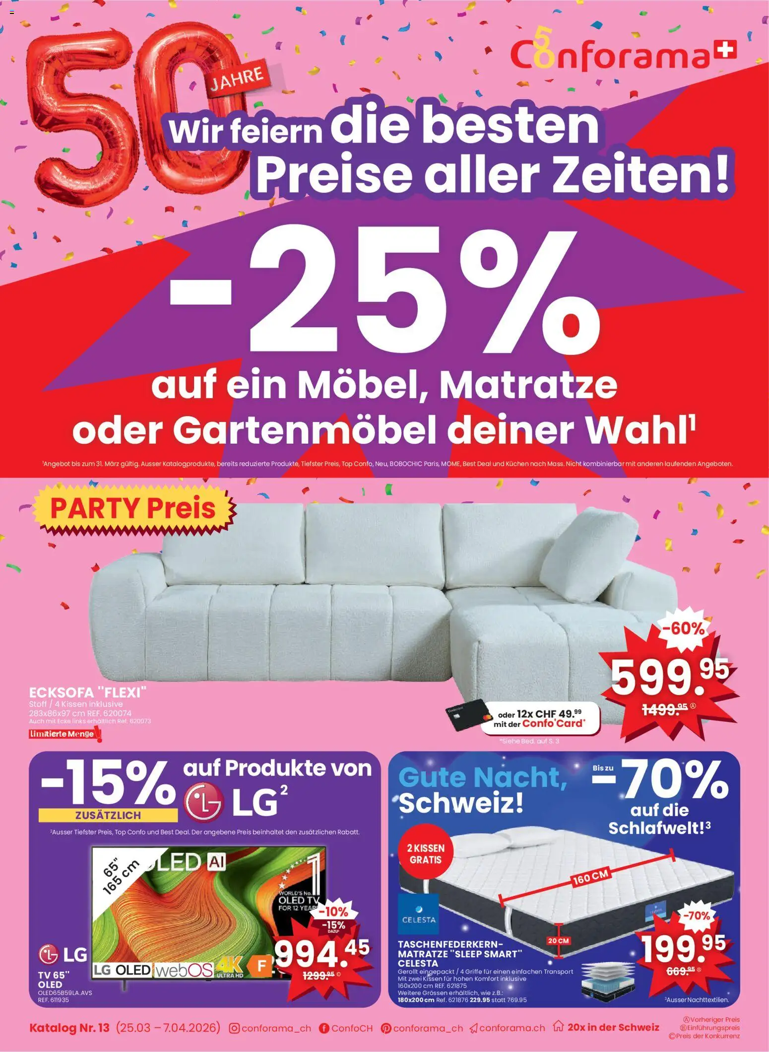 Conforama aktionen – gültig ab 25.03.2026 | Seite: 1 | Produkte: Gartenmöbel, Top, Ecksofa, LG