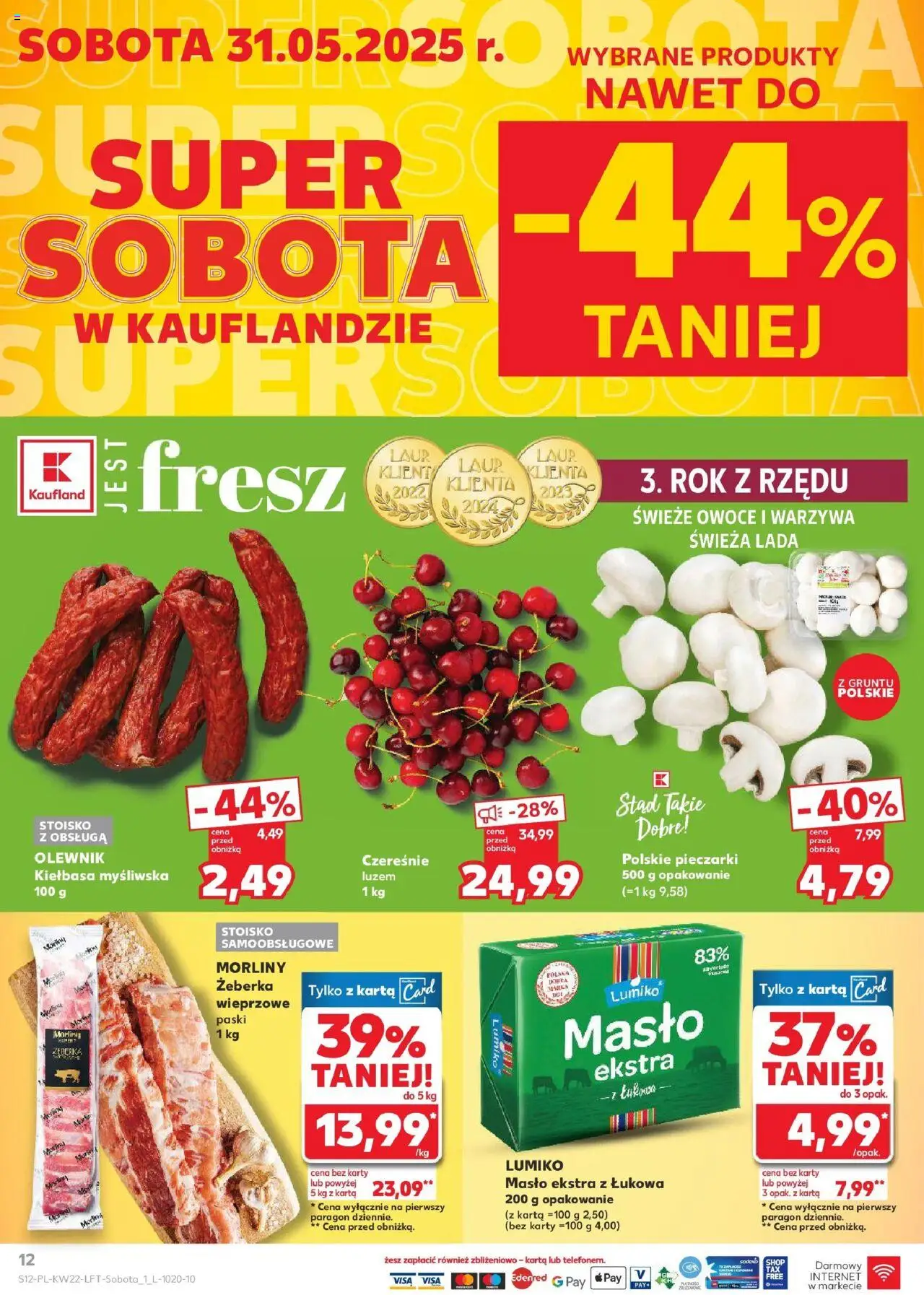 Kaufland gazetka od 29.05.2025 | Strona: 12 | Produkty: Karta, Pieczarki, Masło, Owoce