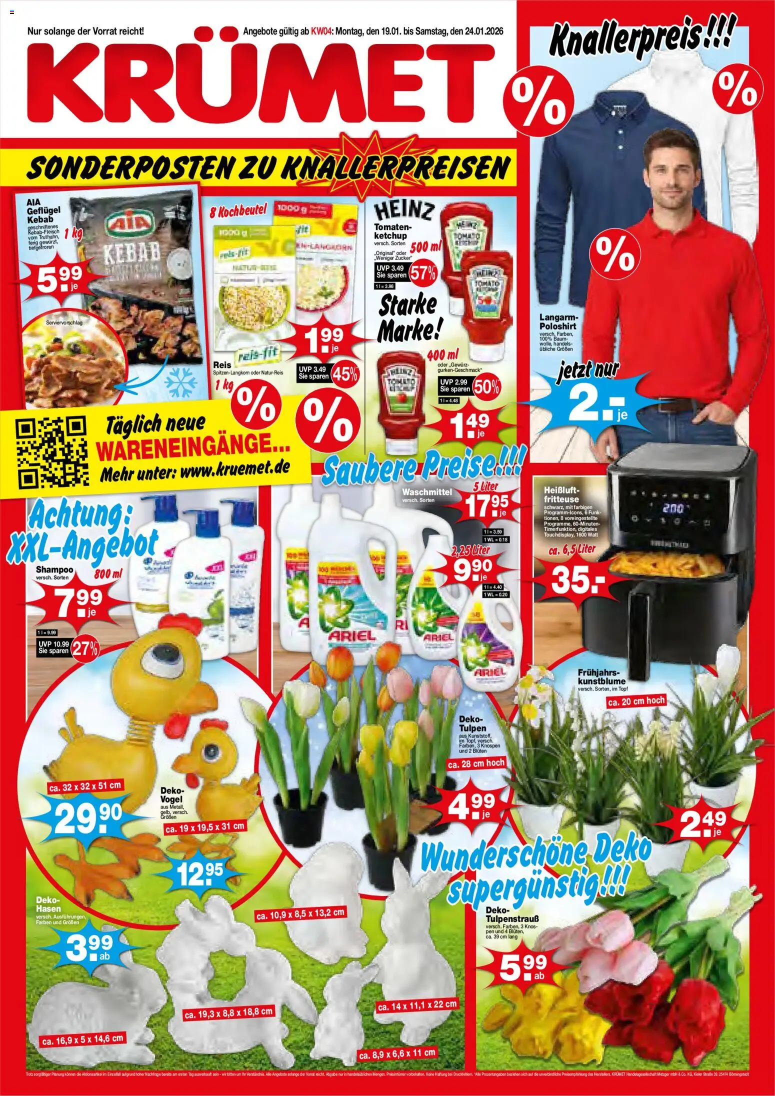 KRÜMET Prospekt – gültig ab 19.01.2026 | Seite: 1 | Produkte: Poloshirt, Tomaten, Zucker, Fritteuse