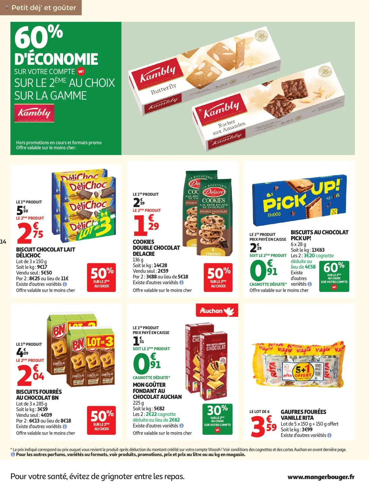 {H1} | Page: 14 | Produits: Lait, Gaufres, Biscuits, Amandes