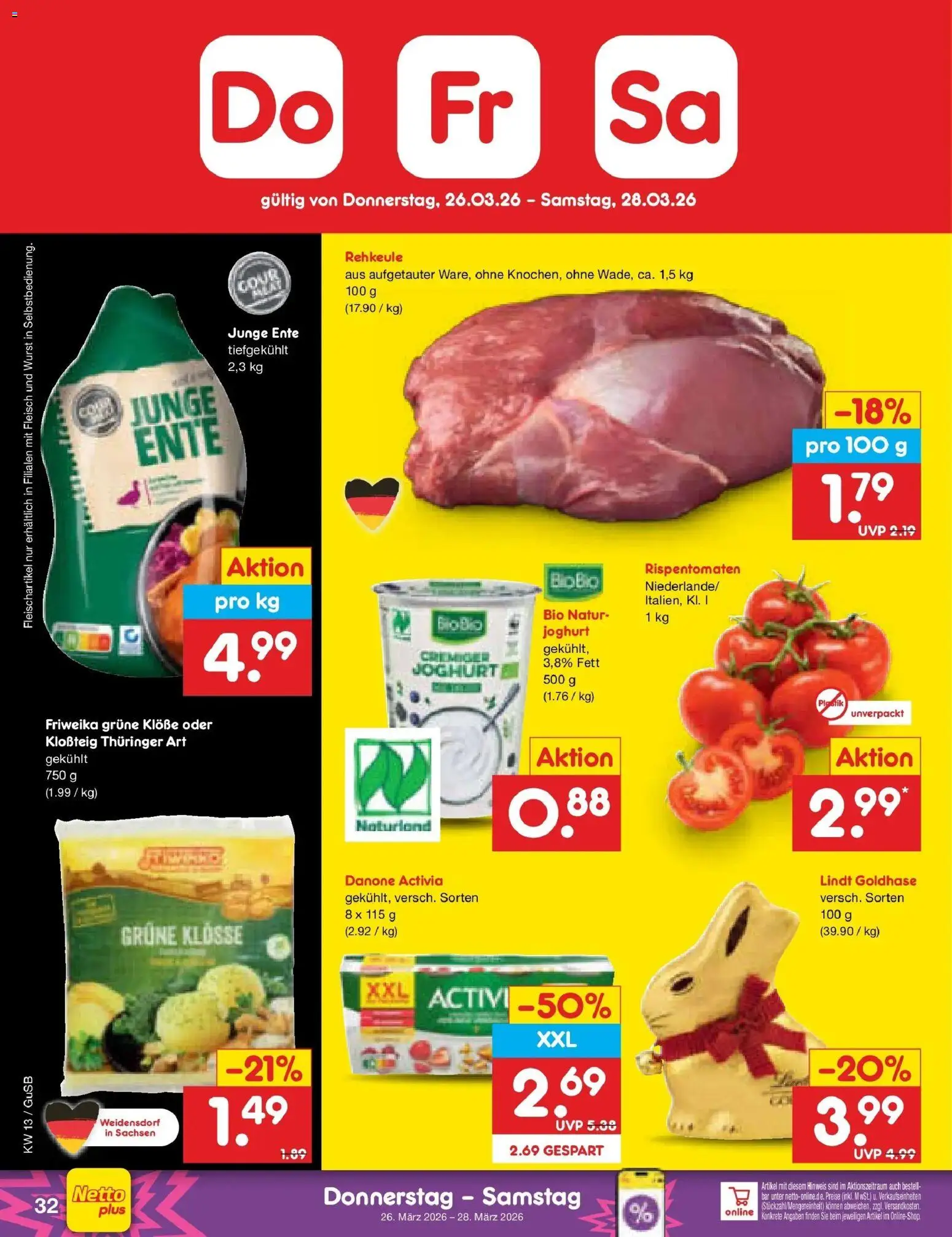 Netto Marken-Discount Prospekt Rodewisch	 – gültig ab 23.03.2026 | Seite: 46 | Produkte: Joghurt, Wurst, Lindt, Ente