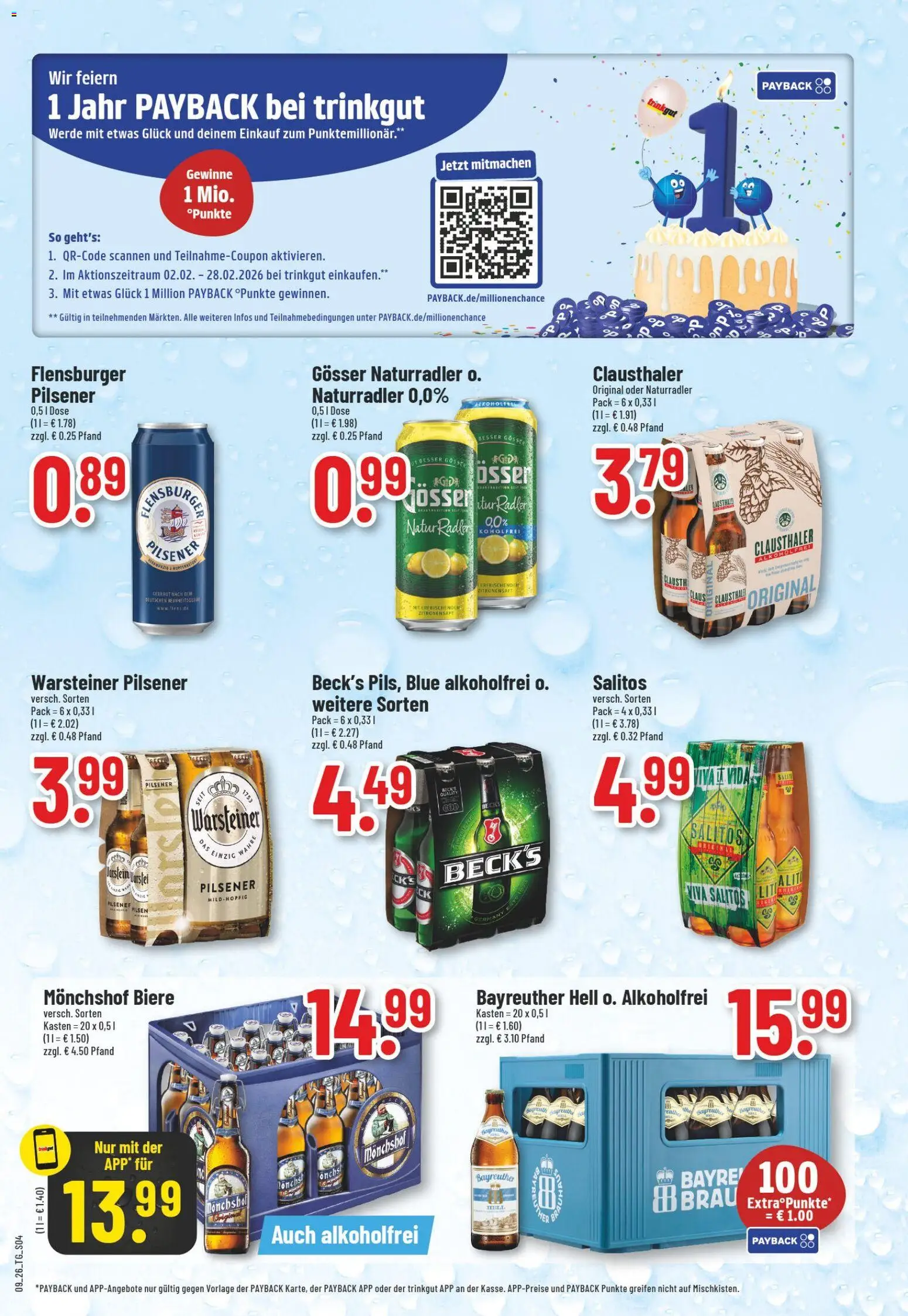 Trinkgut Prospekt 	 – gültig ab 23.02.2026 | Seite: 4 | Produkte: Bayreuther hell, Monchshof, Flensburger, Warsteiner