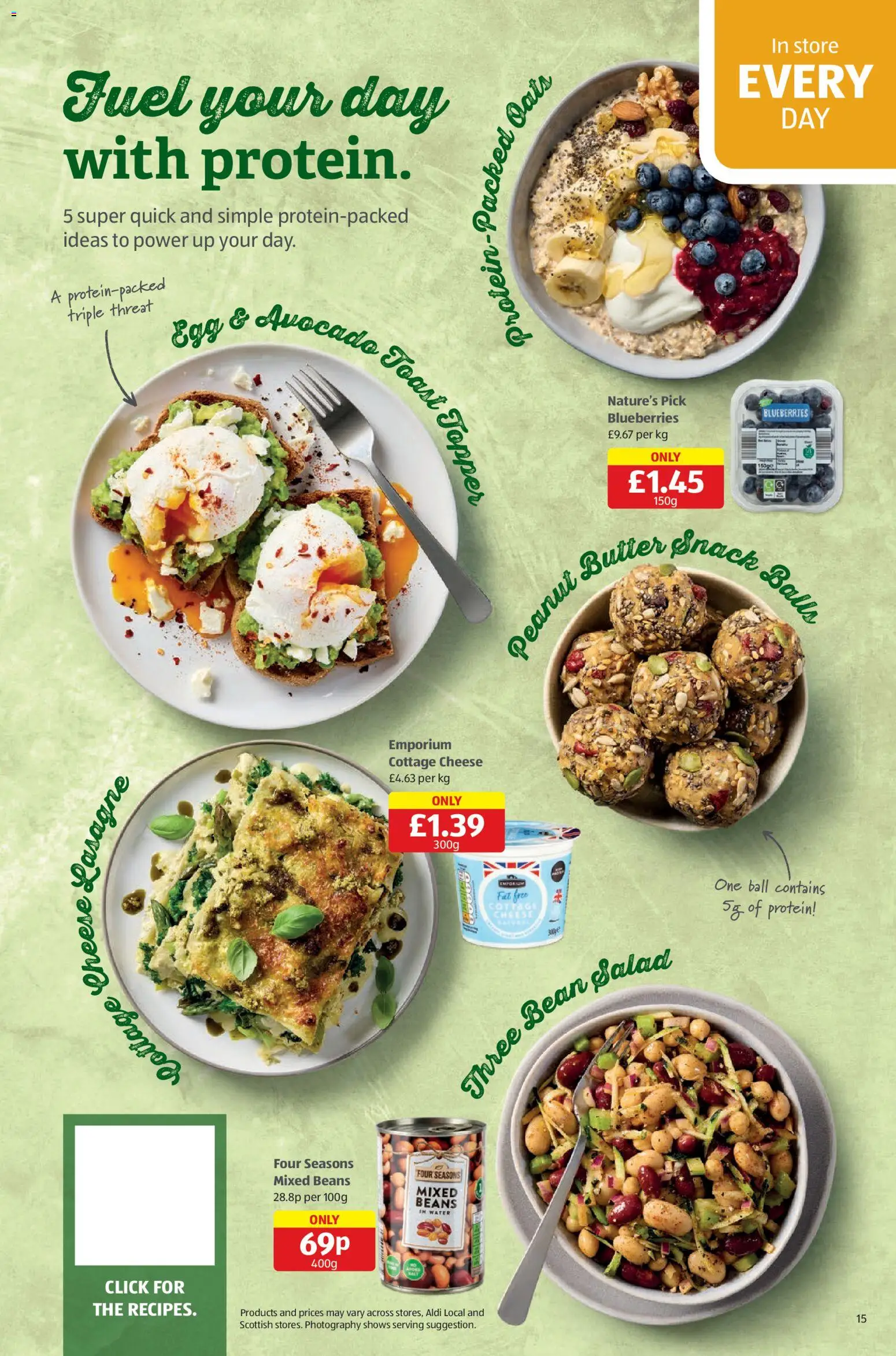 {H1} | Page: 15 | Products: Cheese, Cottage cheese, Salad, Peanut butter