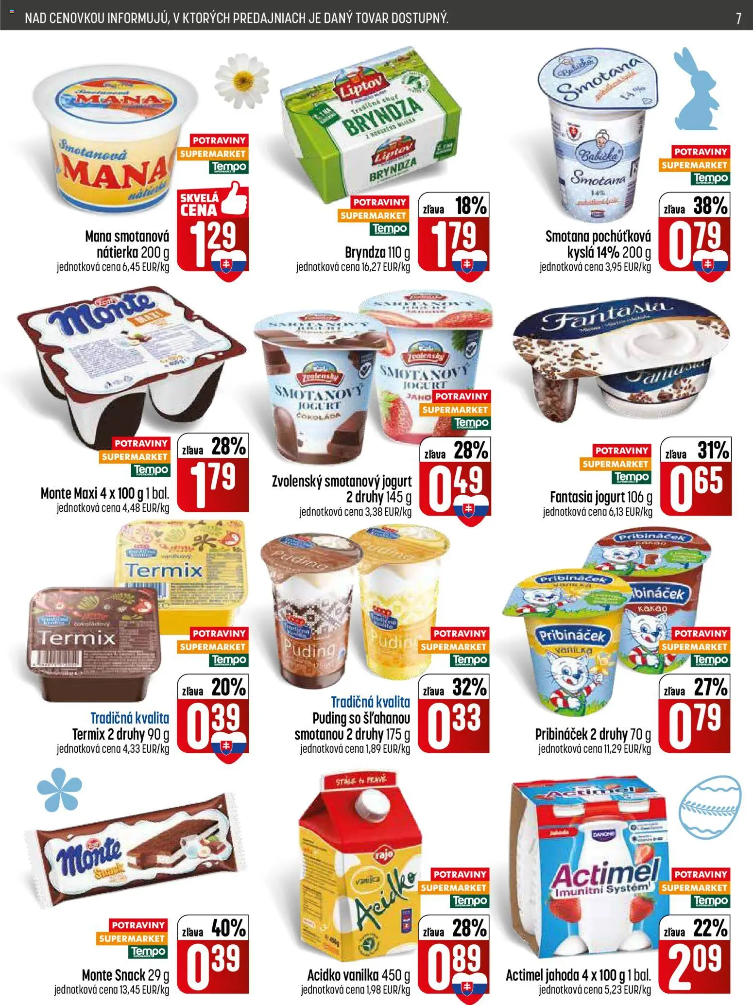 Nové COOP Jednota akcie – leták je platný od 05.03.2026 | Strana: 7 | Produkty: Smotana, Puding, Acidko, Actimel