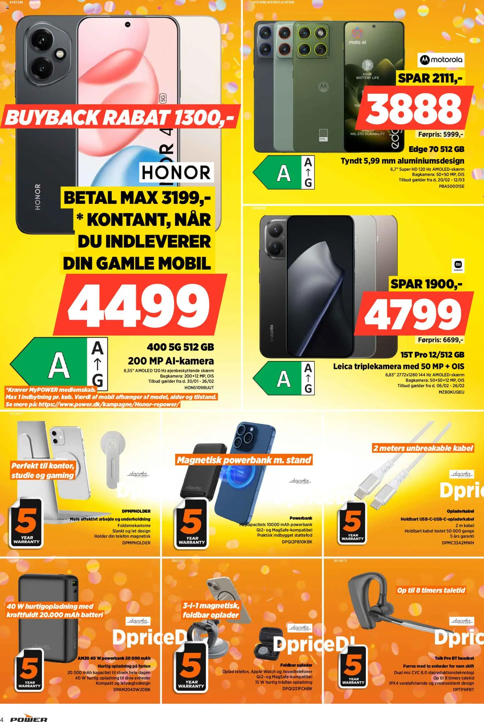 Power tilbudsavis – gyldig fra 20.02.2026 | Side: 4 | Produkter: Powerbank, Telefon, Hovedtelefoner, Batteri