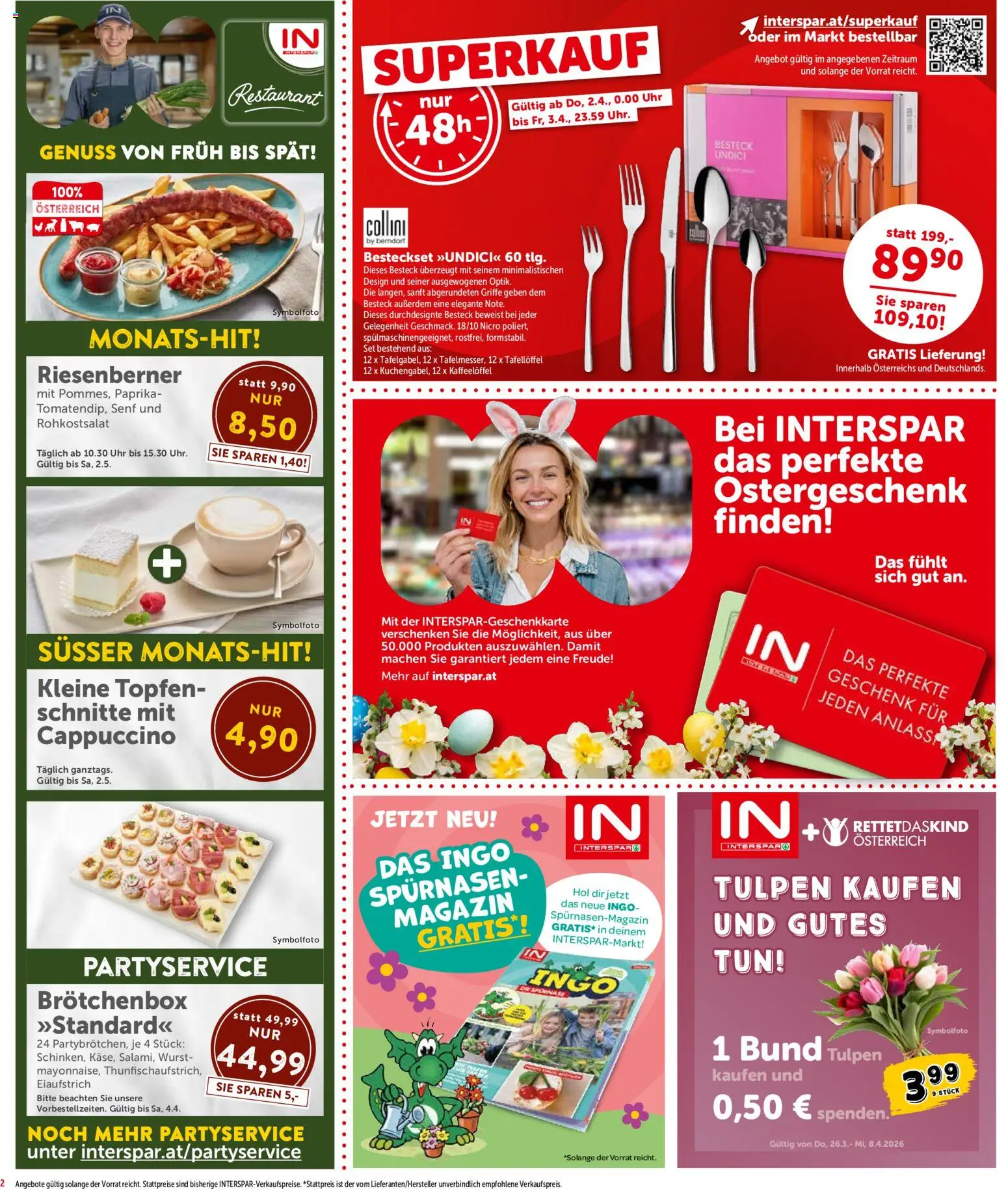 Interspar Flugblatt- Wien gültig ab 31.03.2026 | Seite: 2 | Produkte: Wurst, Uhr