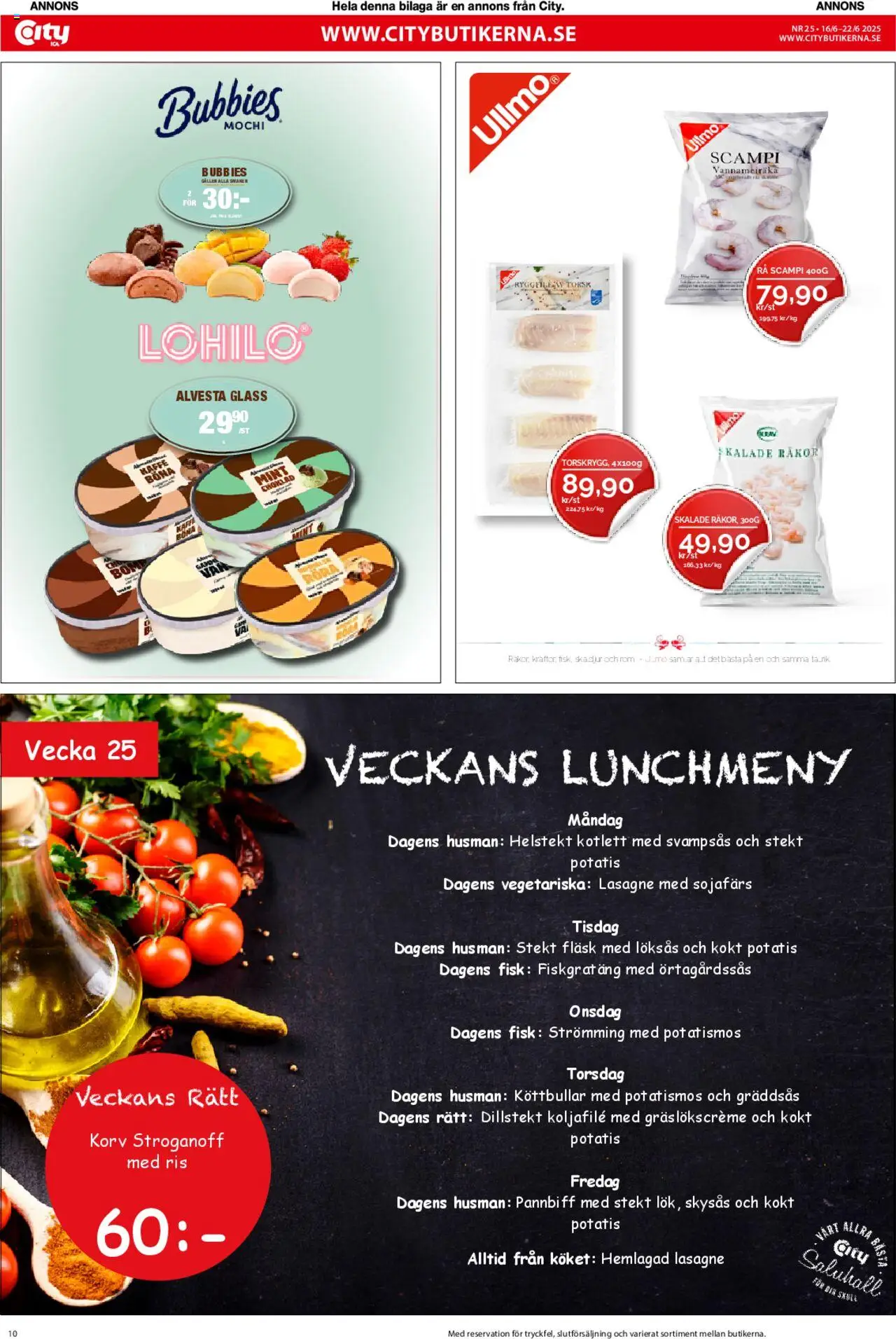ICA Kvantum reklamblad aktuell från 16.06.2025 | Sida: 10 | Produkter: Köttbullar, Räkor, Fläsk, Ris