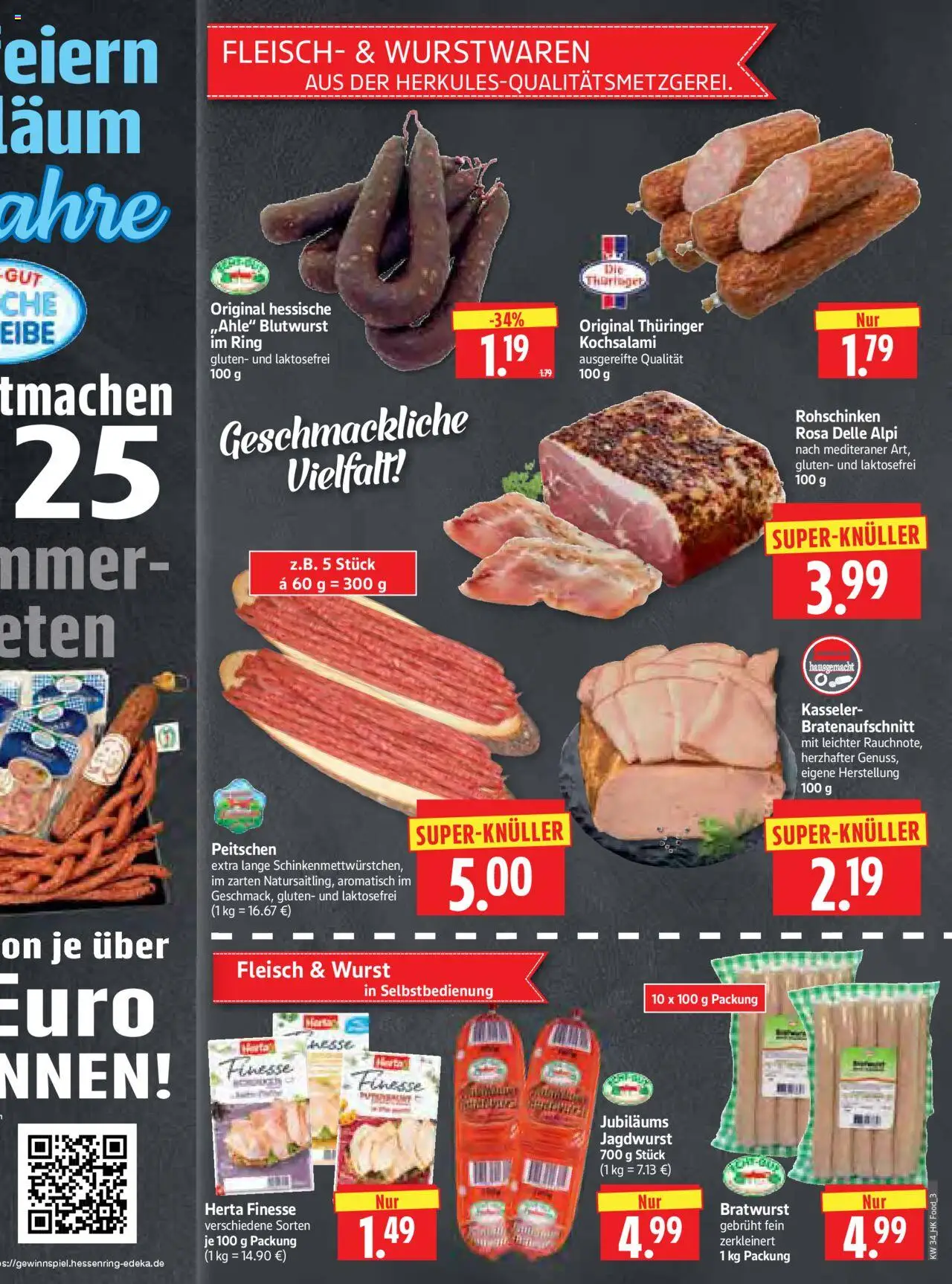 HERKULES Prospekt 	 - gültig ab dem 18.08.2025 | Seite: 3 | Produkte: Bratwurst, Wurst, Fleisch, Herta finesse