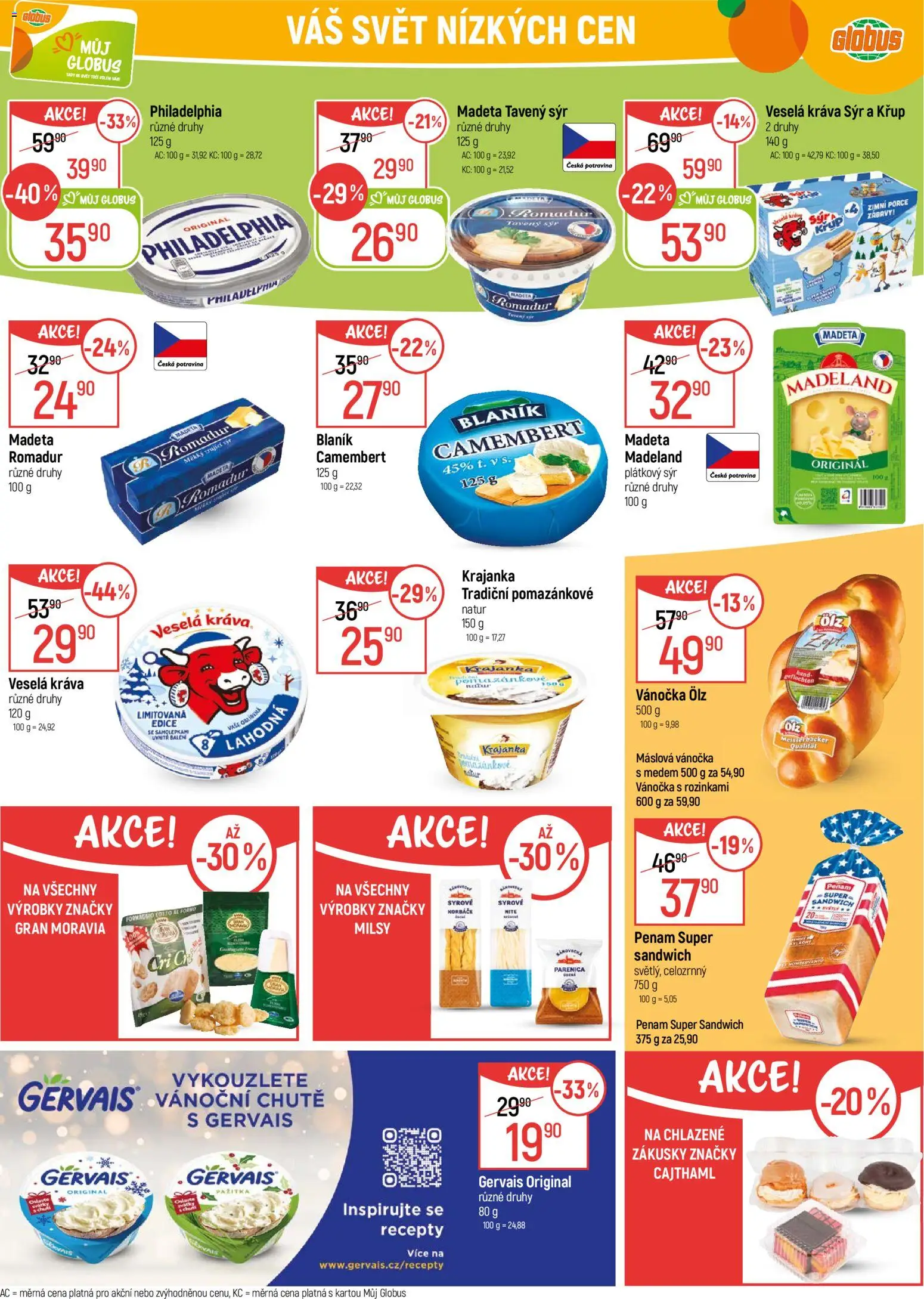 Globus leták - Trmice od 12.11.2025 | Strana: 23 | Produkty: Zrající sýr, Philadelphia, Gervais, Camembert