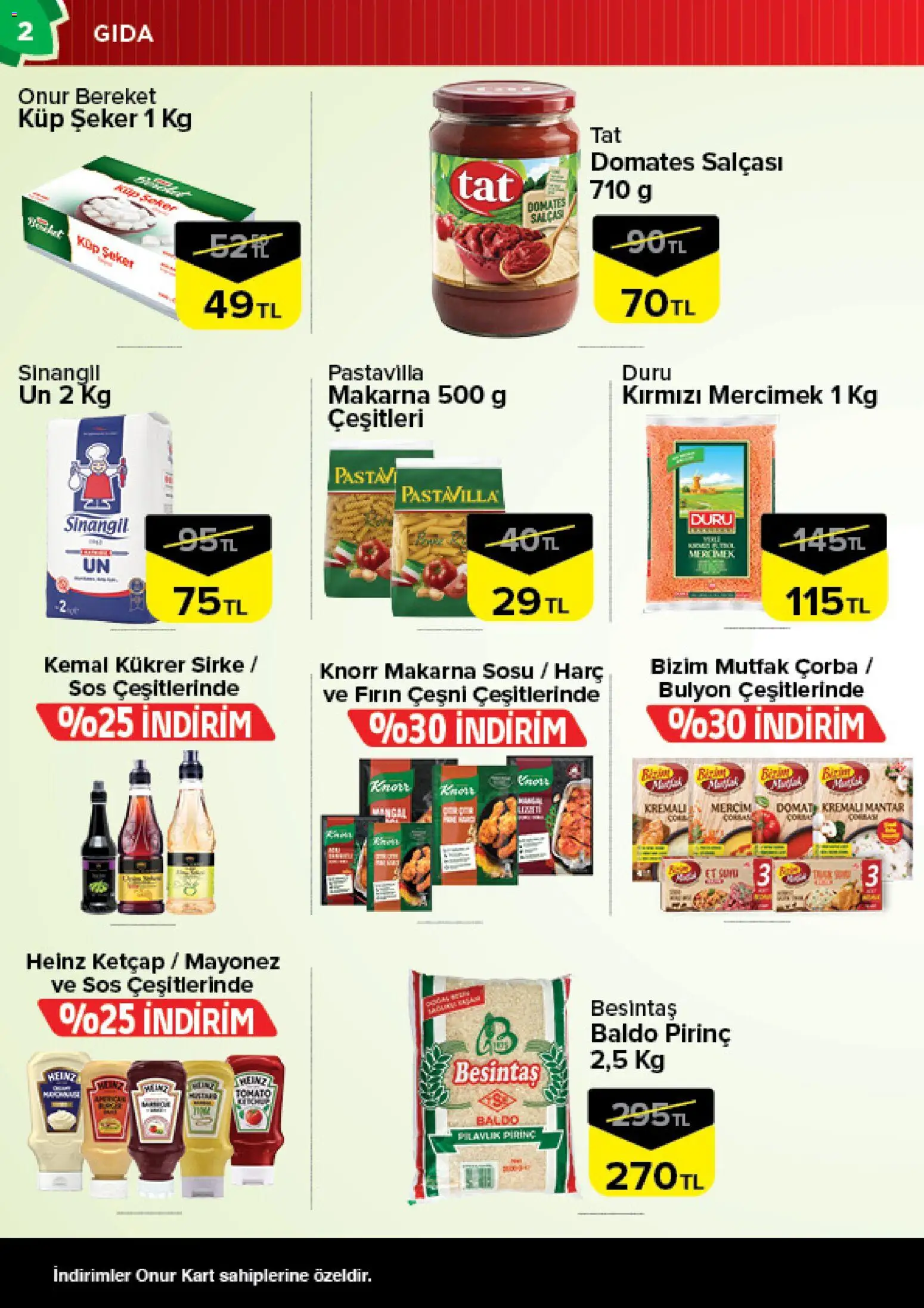 Onur Market Katalog - Bursa - 24.02.2026 tarihinden itibaren geçerlidir | Sayfa: 2 | Ürünler: Sirke, Makarna, Küp şeker, Fırın