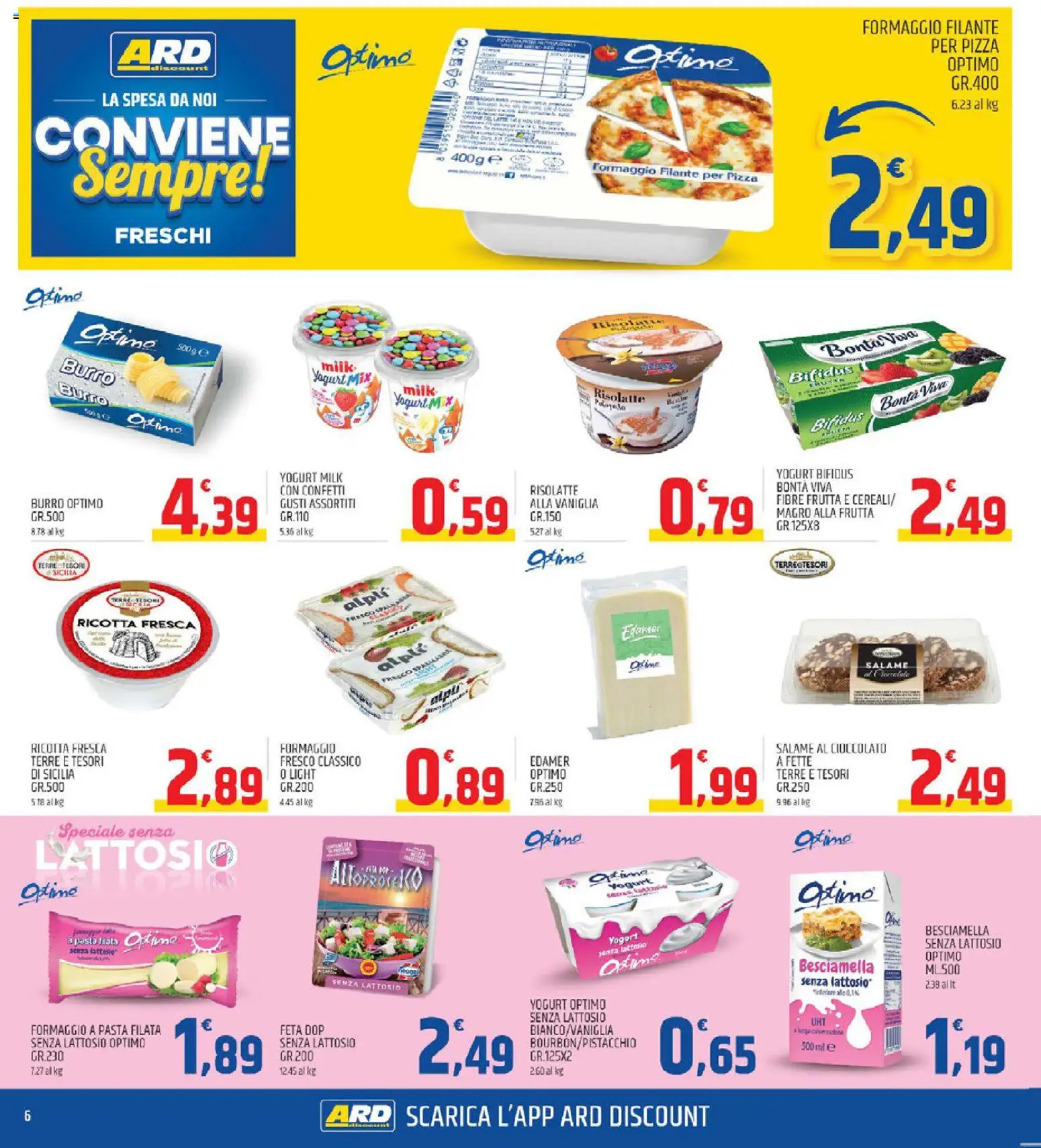 Volantino ARD Discount del 18.11.2025 | Pagina: 6 | Prodotti: Yogurt, Salame, Frutta, Feta