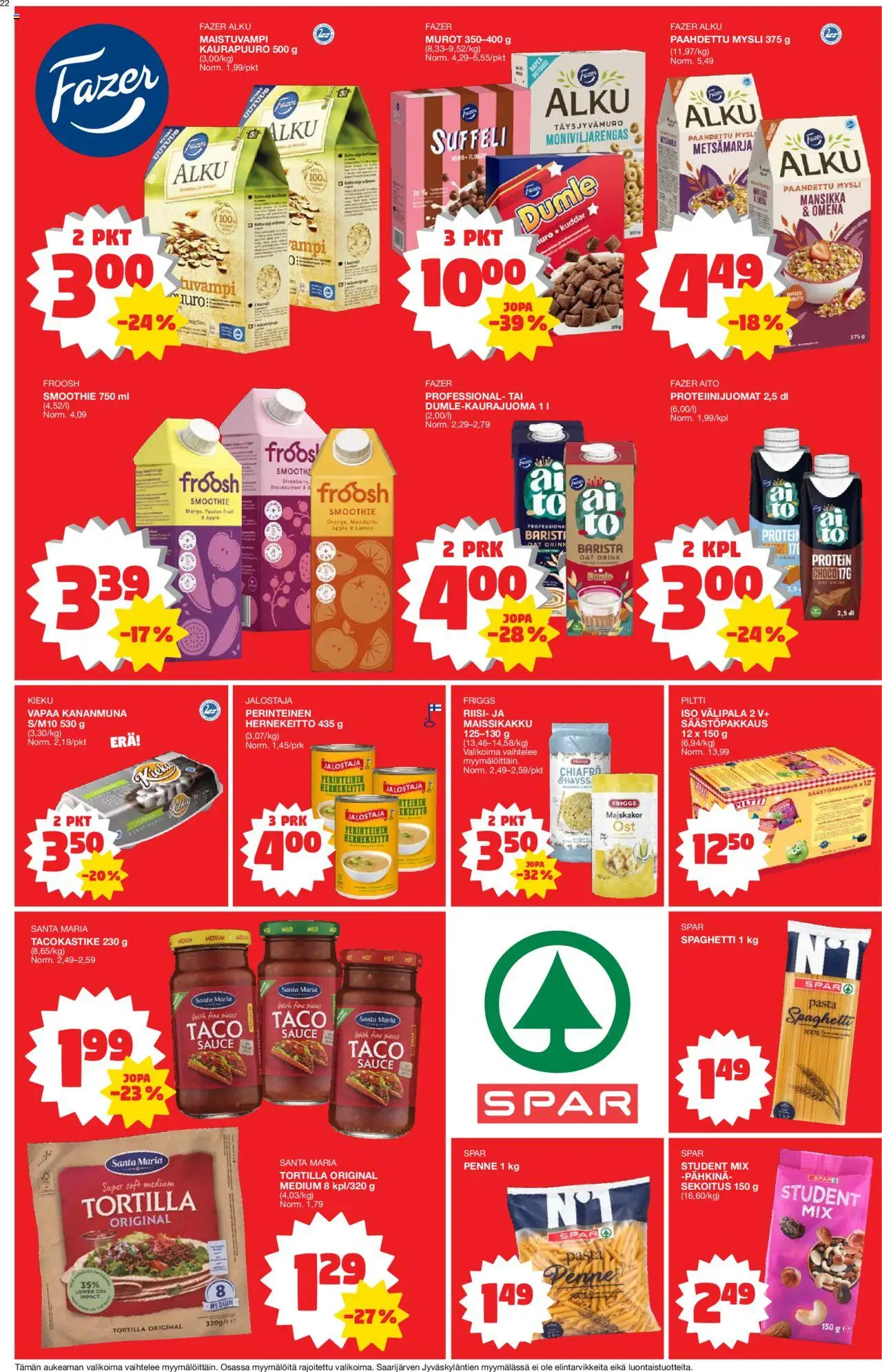 Tokmanni tarjoukset – voimassa 15.09.2025 alkaen | Sivu: 22 | Tuotteet: Kananmuna, Murot, Pasta, Hernekeitto