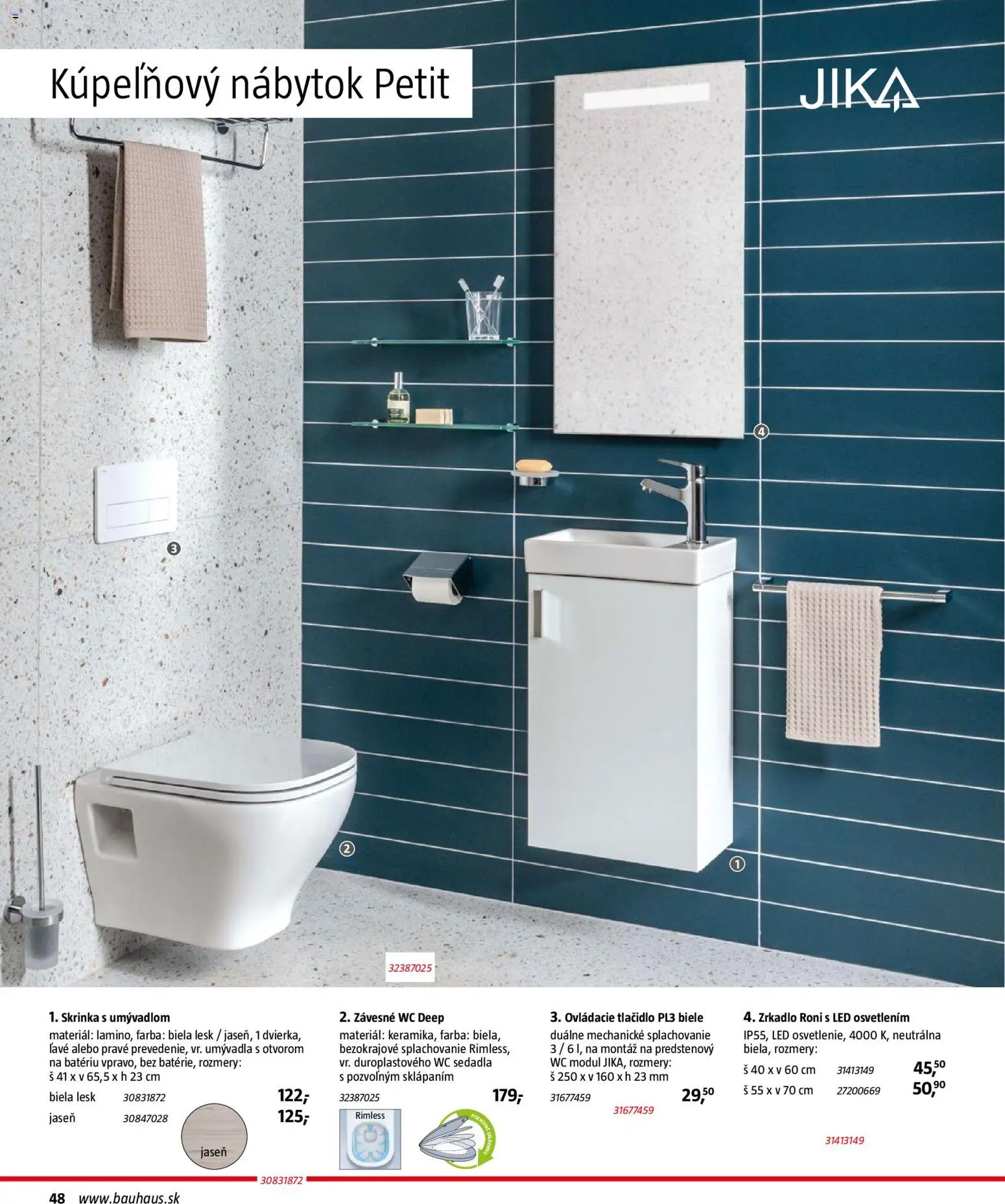 Nové Bauhaus akcie – leták je platný od 15.12.2025 | Strana: 48 | Produkty: Nábytok, Kupeľňový nábytok, Zrkadlo, Skrinka s umývadlom