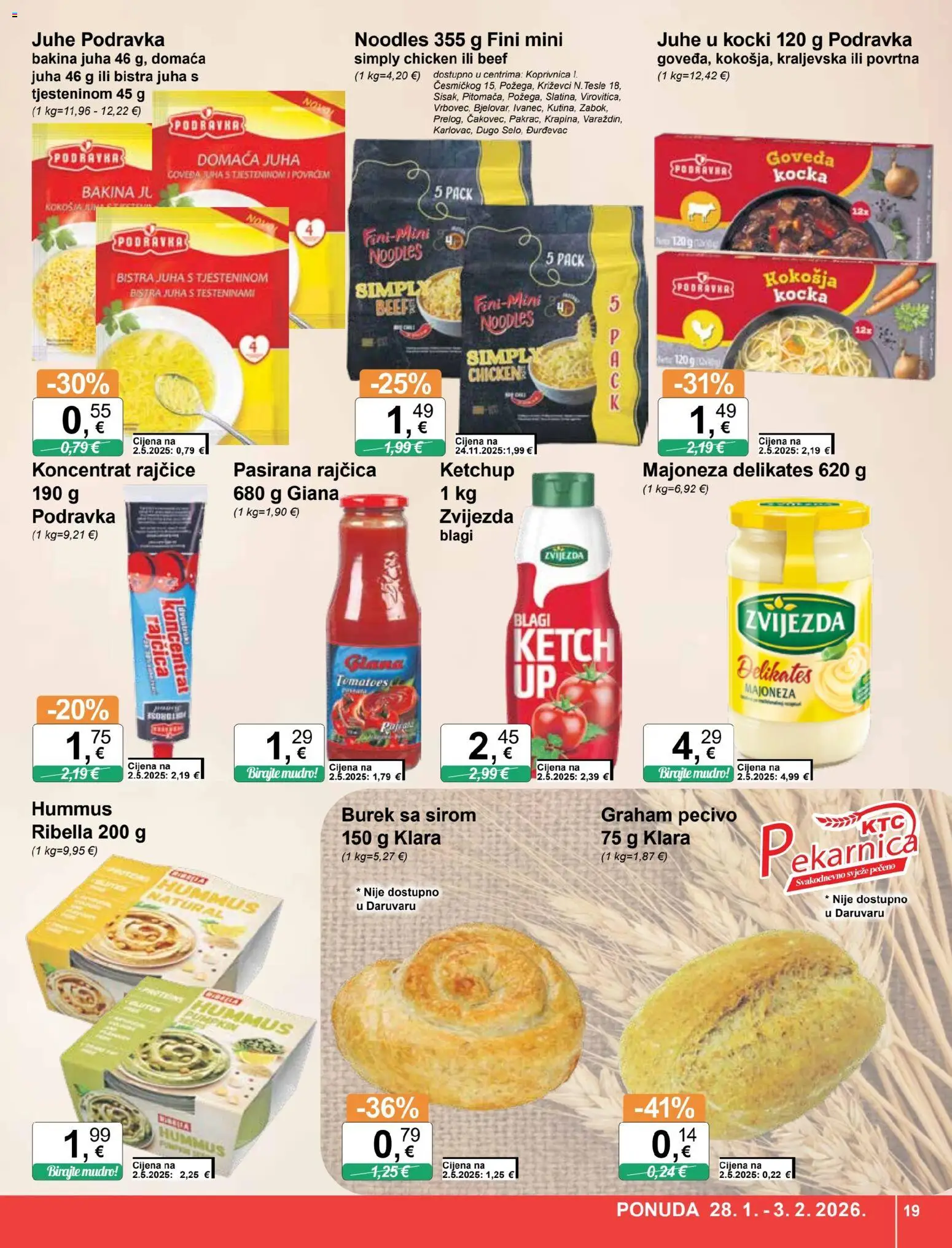 KTC katalog | vrijedi od 28.01.2026 | Stranica: 19 | Proizvodi: Pasirana rajčica, Majoneza, Rajčica, Pecivo