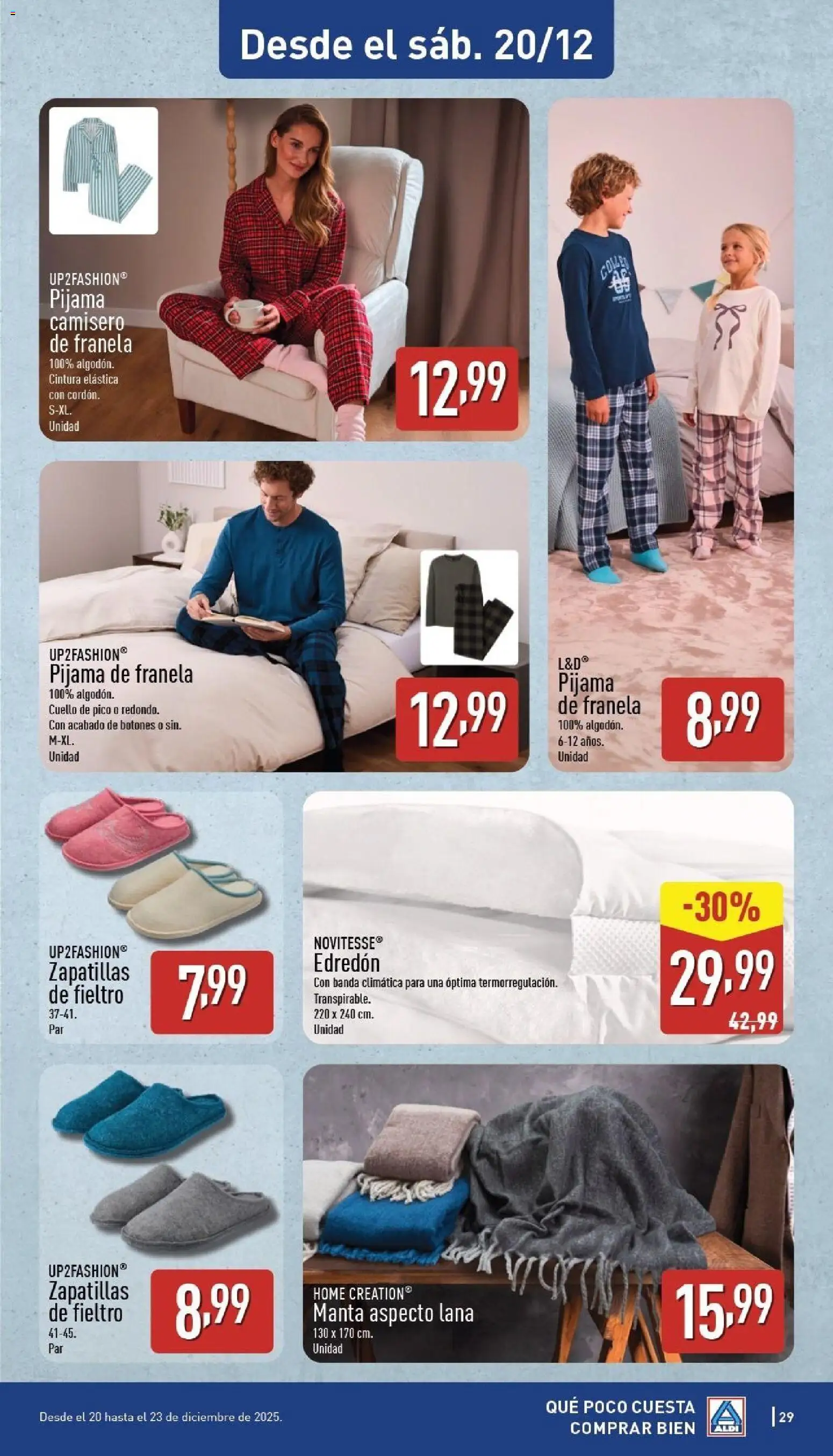 Aldi folleto Baleares │ válido desde el 15.12.2025 | Página: 29 | Productos: Edredón, Pijama, Zapatillas, Manta