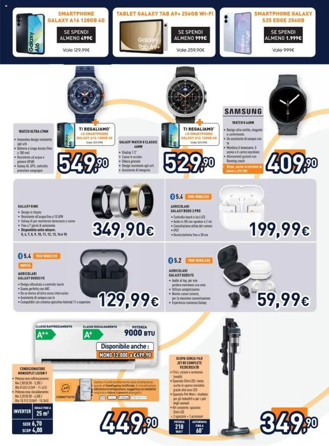 Volantino Unieuro del 08.09.2025 | Pagina: 5 | Prodotti: Acqua, Speaker, Condizionatore, Samsung