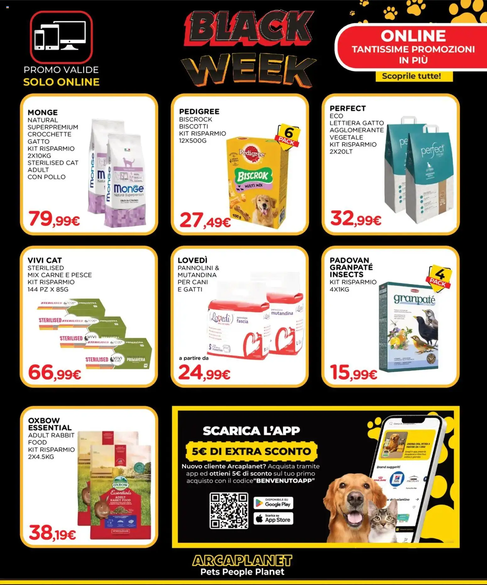 Volantino Arcaplanet del 24.11.2025 | Pagina: 3 | Prodotti: Pannolini, Pesce, Biscotti, Crocchette