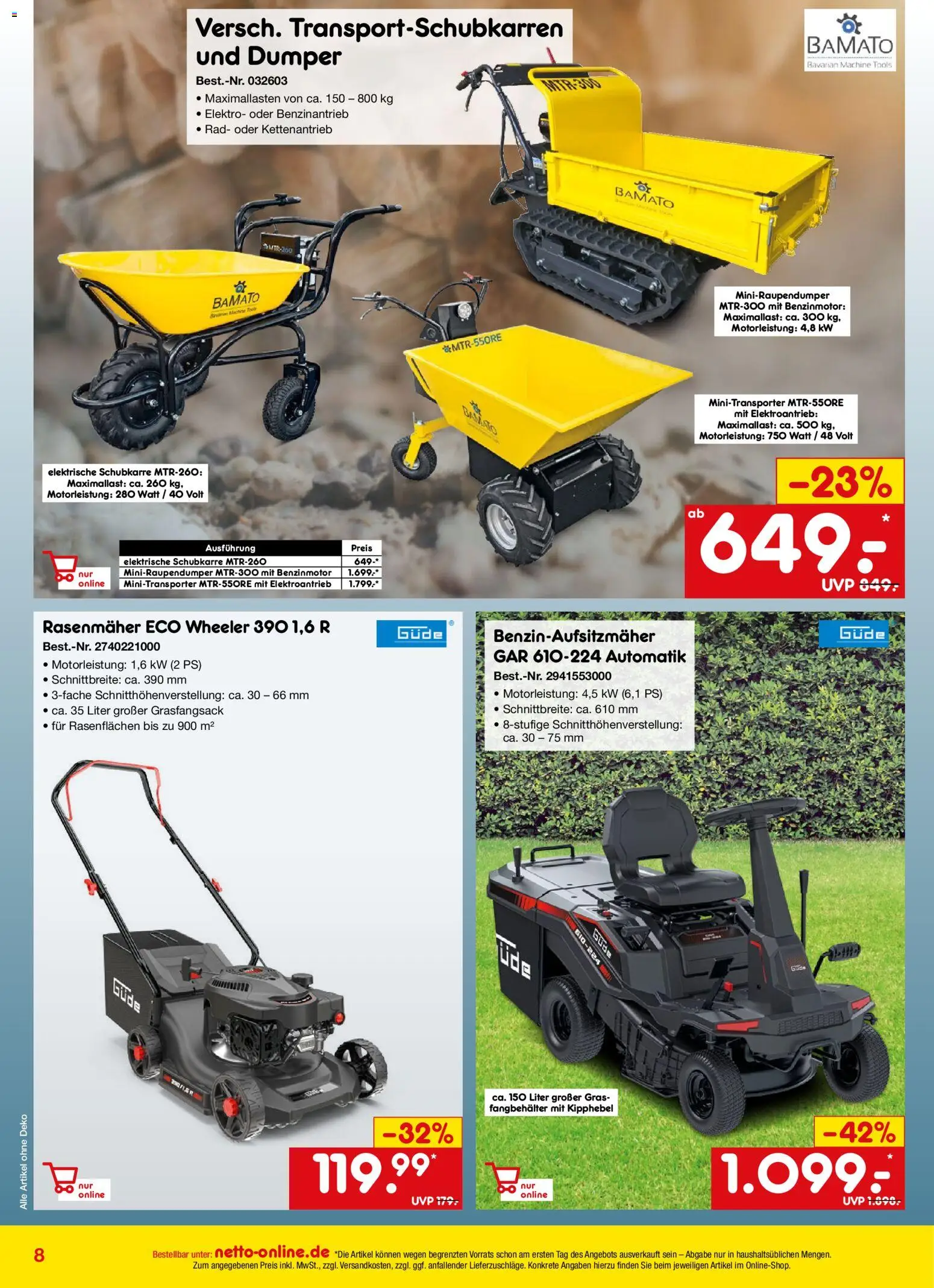 Netto Marken-Discount Online-Angebote März – gültig ab 01.03.2026 | Seite: 8 | Produkte: Rasenmäher