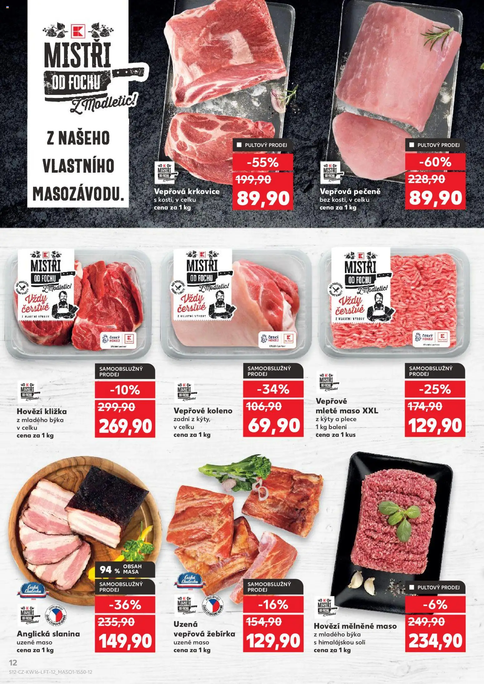 Kaufland leták - Praha 8 od 15.04.2026 | Strana: 12 | Produkty: Hovězí, Mleté maso, Slanina, Vepřová krkovice