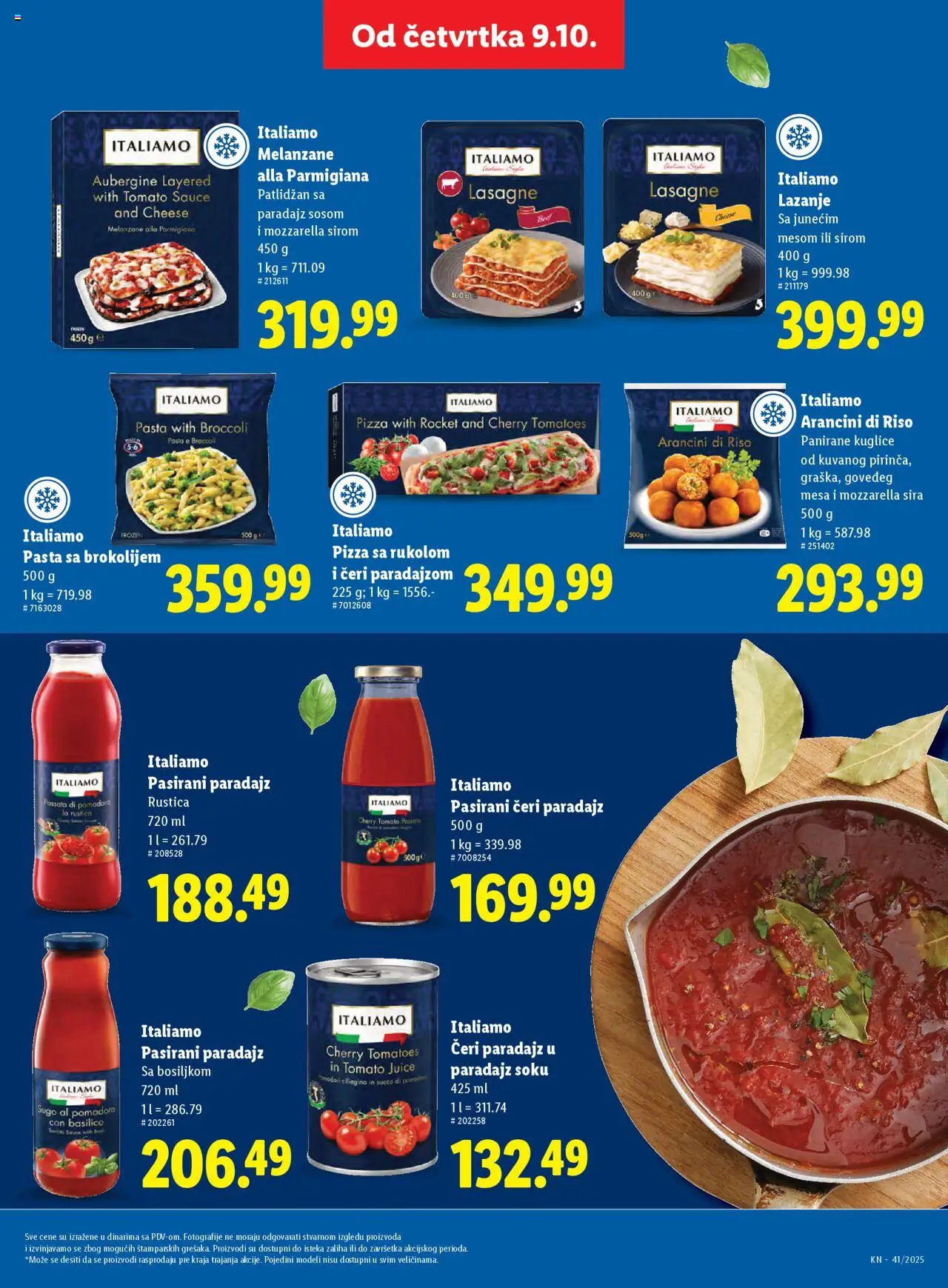 Lidl katalog - važi od 09.10.2025 | Strana: 39 | Proizvode: Pasirani paradajz, Lazanje, Mozzarella, Paradajz