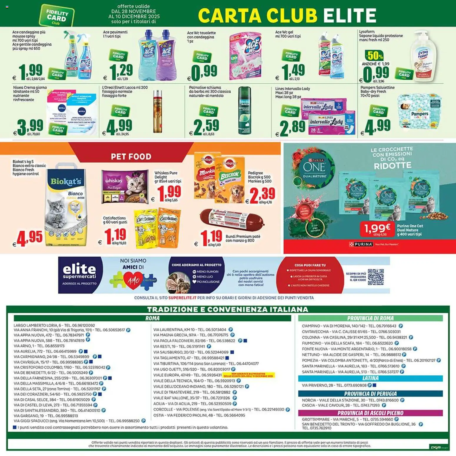 Volantino Elite Supermercati del 28.11.2025 | Pagina: 20 | Prodotti: Crema, Lacca, Pampers, WC
