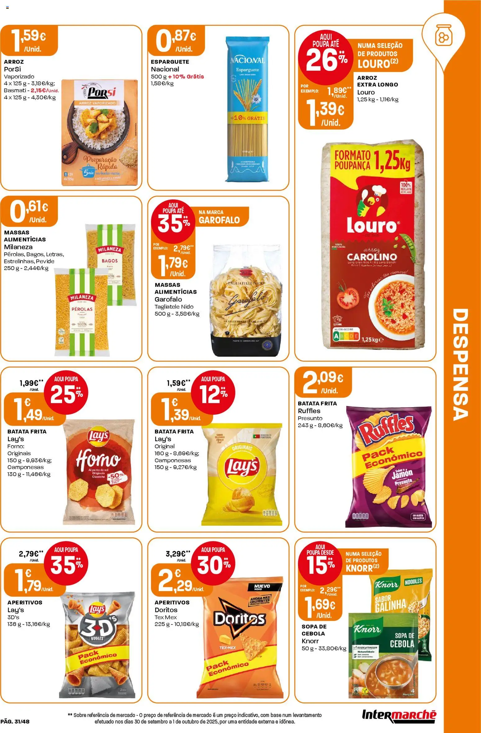 Intermarché folheto │ válido de 06.11.2025 | Página: 31 | Produtos: Esparguete, Forno, Milaneza, Presunto