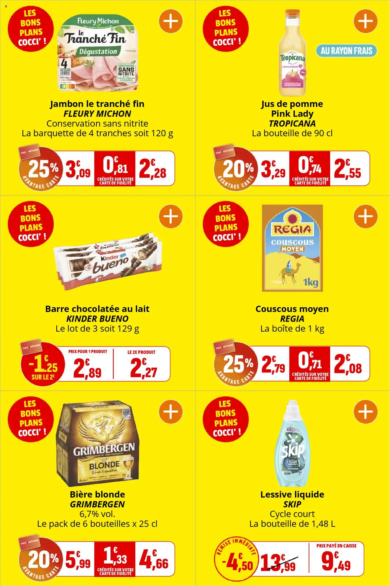 {H1} | Page: 3 | Produits: Pomme, Kinder Bueno, Lait, Jambon