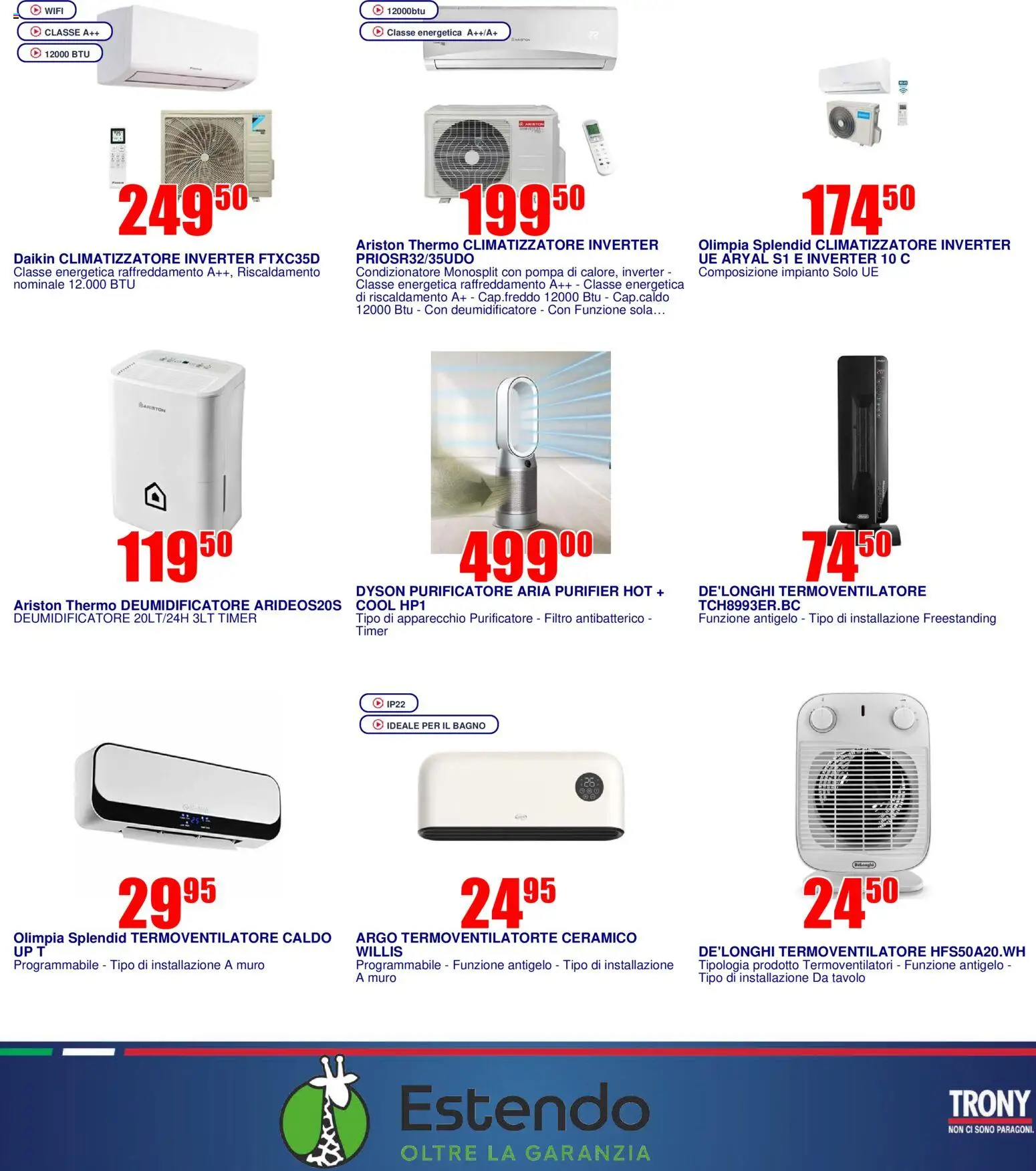 Volantino Trony del 19.02.2026 | Pagina: 5 | Prodotti: Purificatore aria, Dyson, Tavolo, Bagno