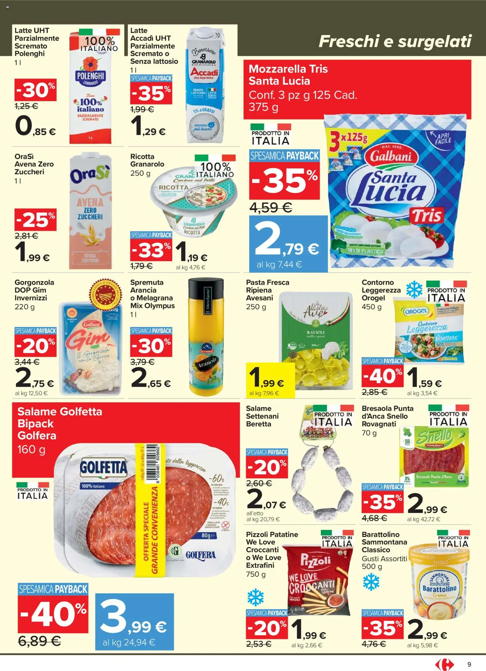 Volantino Carrefour del 07.04.2026 | Pagina: 9 | Prodotti: Patatine, Latte, Pasta, Ricotta