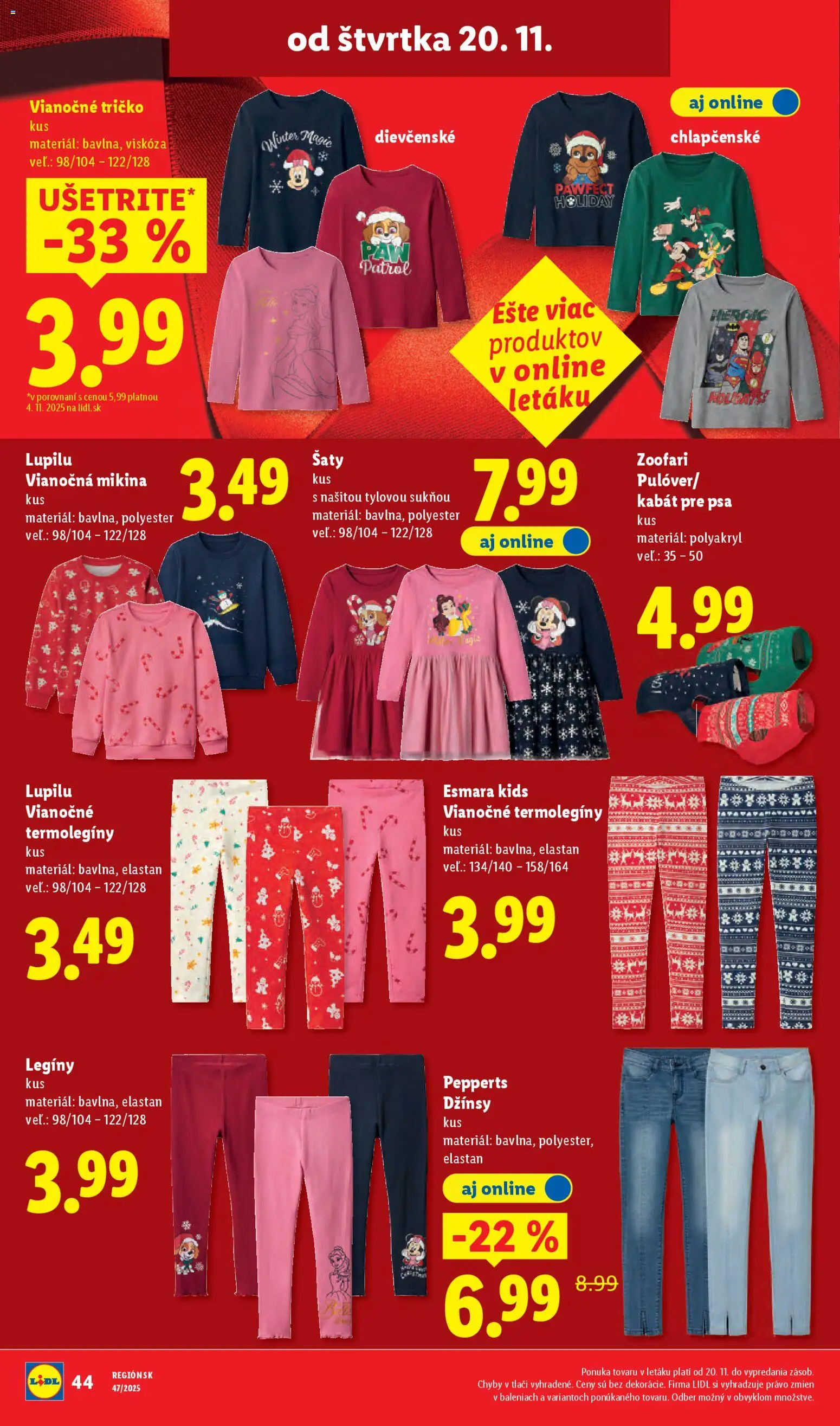 Nové Lidl akcie – leták je platný od 20.11.2025 | Strana: 36 | Produkty: Tričko, Mikina, Kabát, Legíny