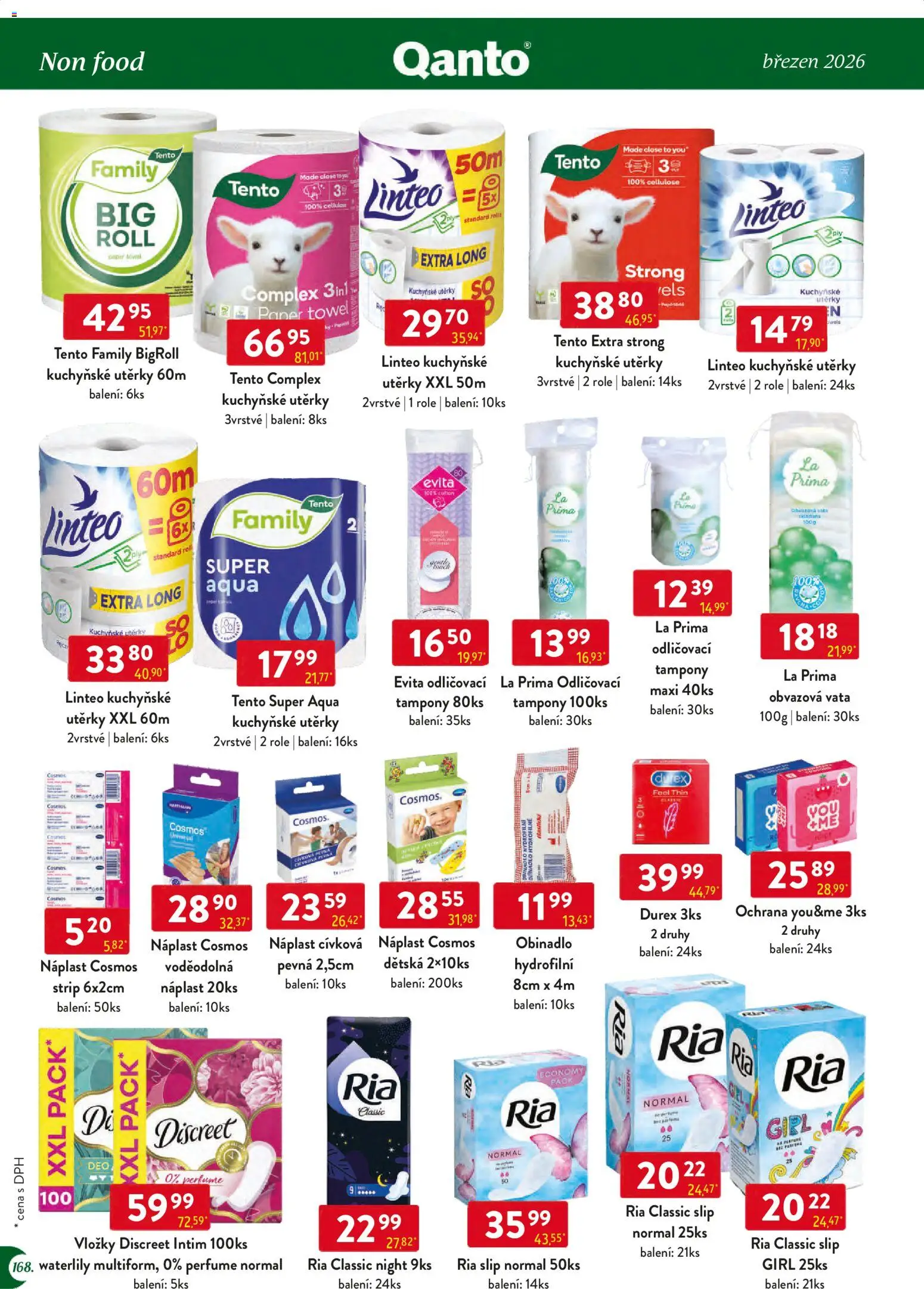 Astur & Qanto leták - Velkoobchod 03/2026 od 01.03.2026 | Strana: 168 | Produkty: Kuchyňské utěrky, Náplast, Utěrky, Durex