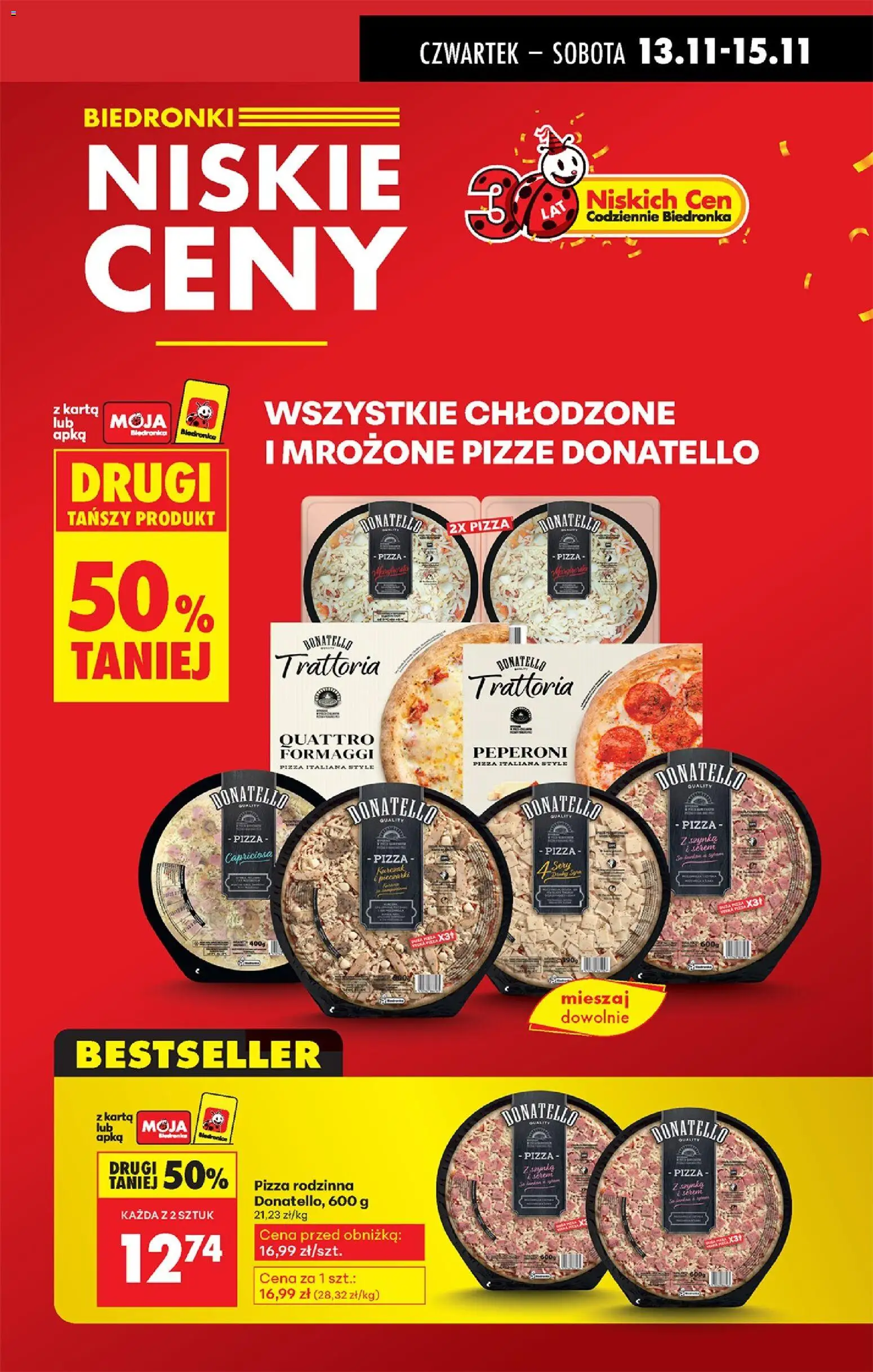 Biedronka gazetka - Oferta w tym tygodniu od 13.11.2025 | Strona: 13 | Produkty: Karta, Szynka, Pizza, Pizza donatello
