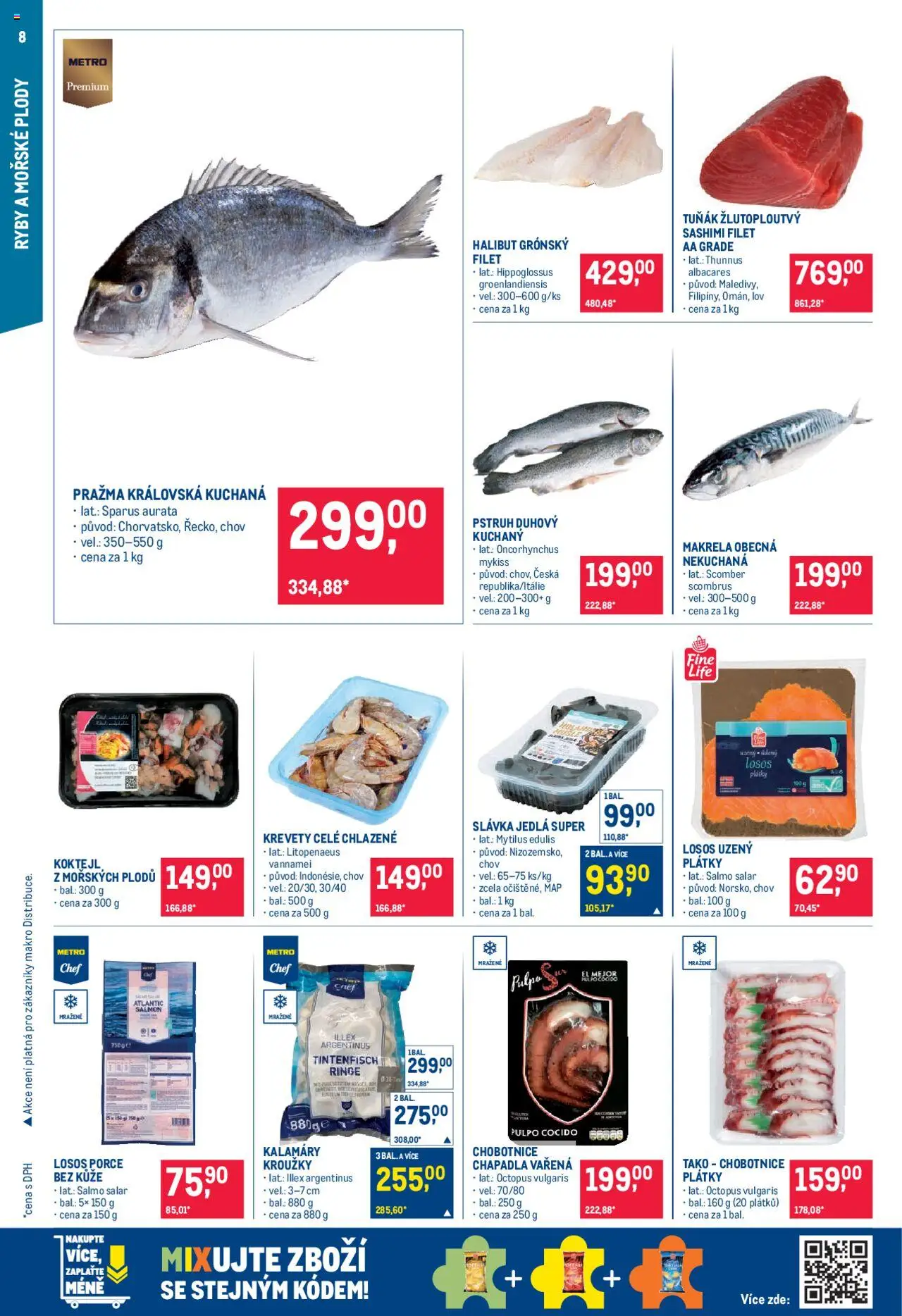 Makro leták - Pro milovníky jídla od 18.06.2025 | Strana: 8 | Produkty: Chobotnice, Losos, Pstruh, Krevety