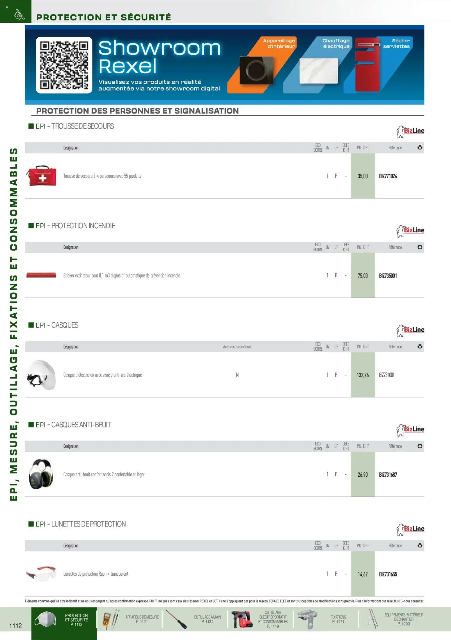 {H1} | Page: 3 | Produits: Extincteur, Casque, Lunettes