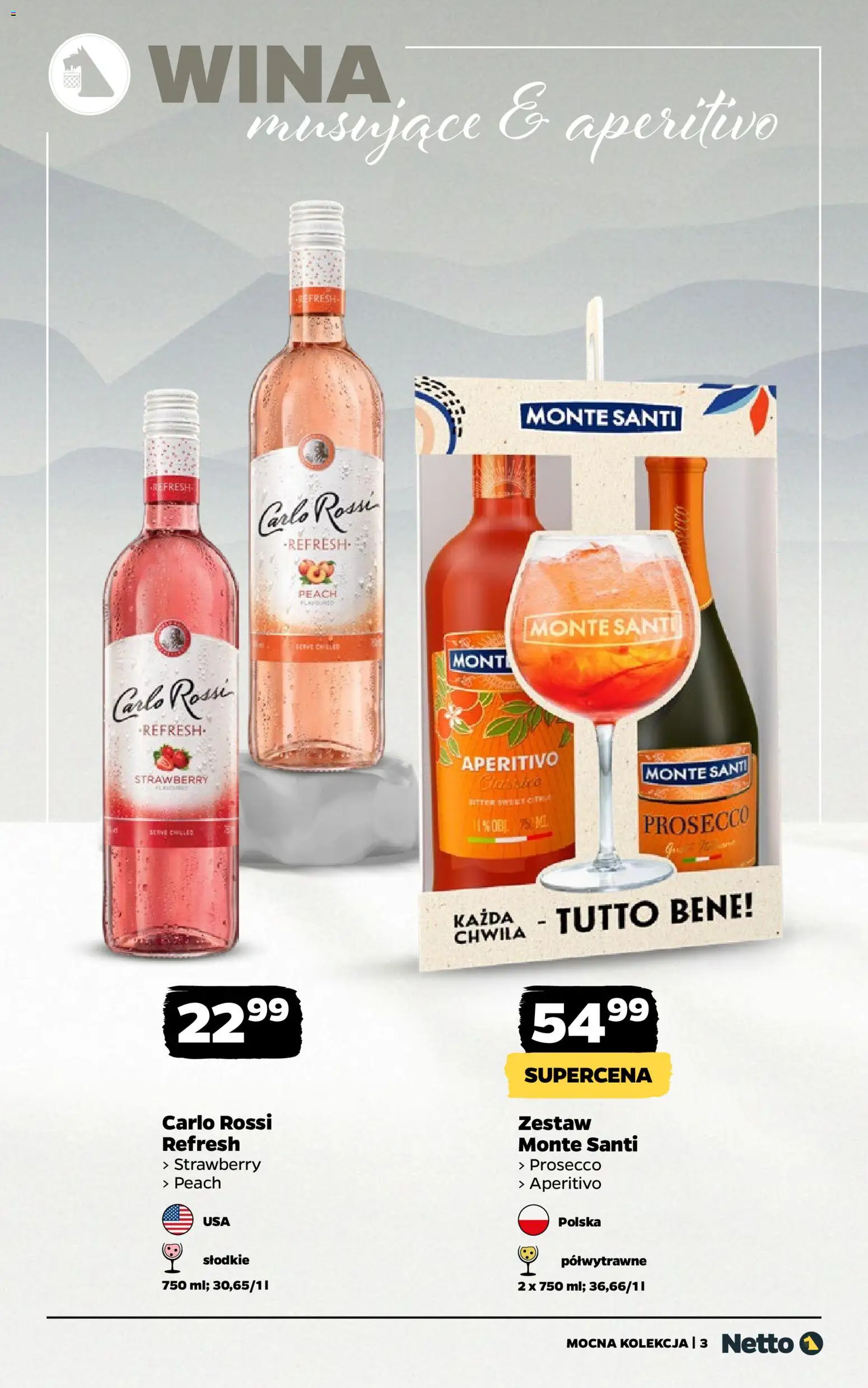 Netto gazetka - Wina od 02.02.2026 | Strona: 3 | Produkty: Monte Santi, Prosecco, Carlo Rossi