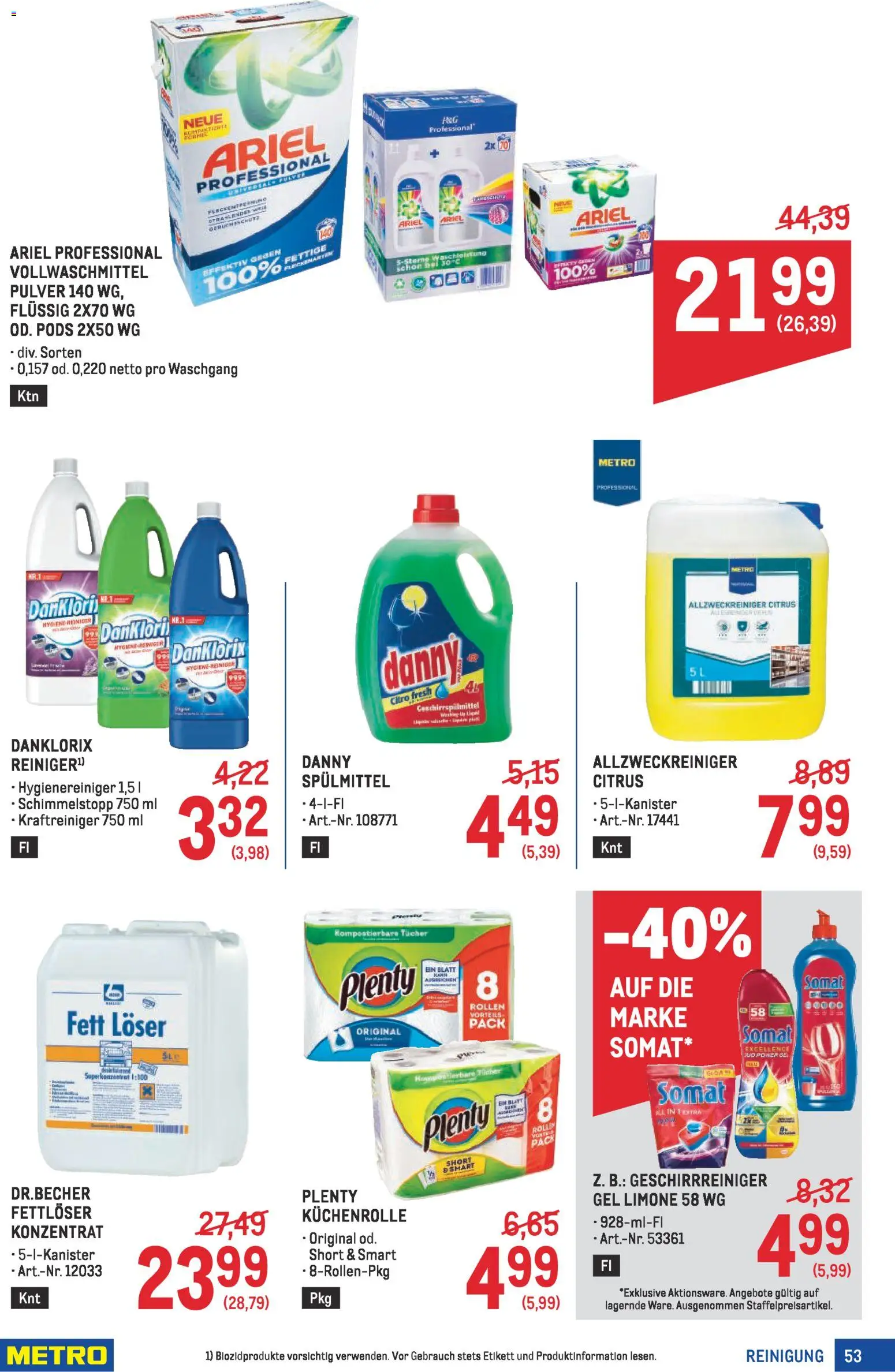 Metro Profi gültig ab 22.01.2026 | Seite: 53 | Produkte: Geschirrspülmittel