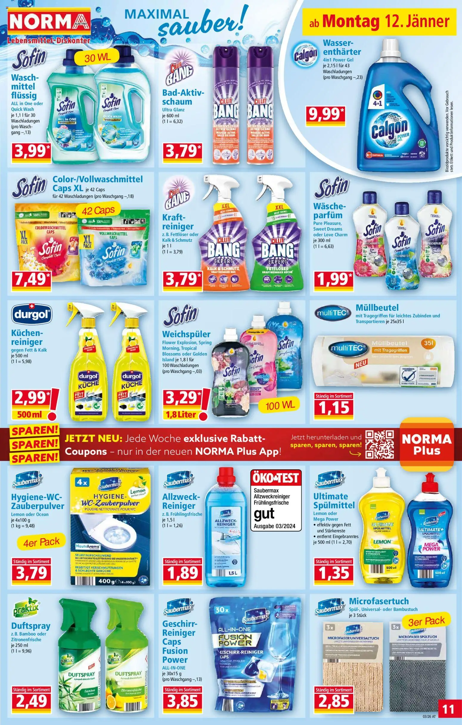 Norma Flugblatt gültig ab 12.01.2026 | Seite: 11 | Produkte: Wasser, Bad, Parfüm, Weichspüler